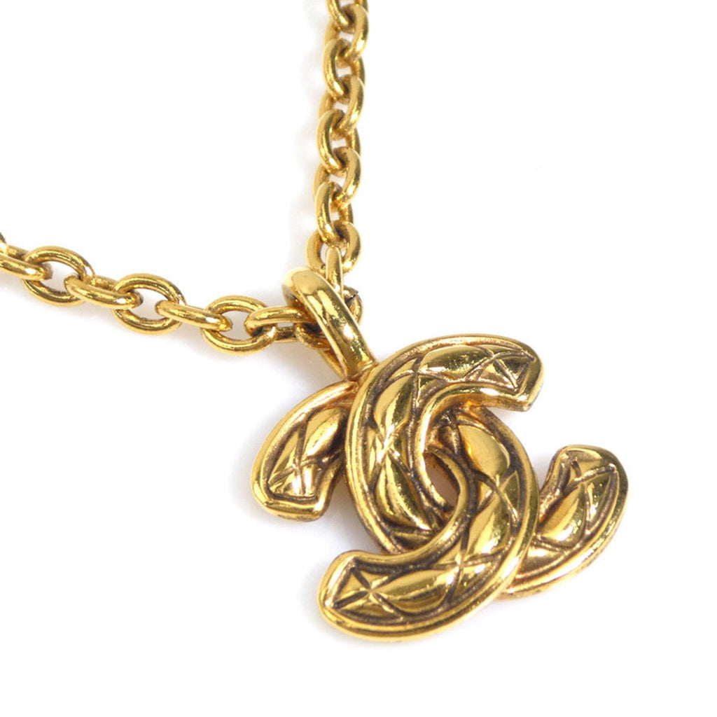 CC Logo Pendant Necklace Gold-Tone Metal