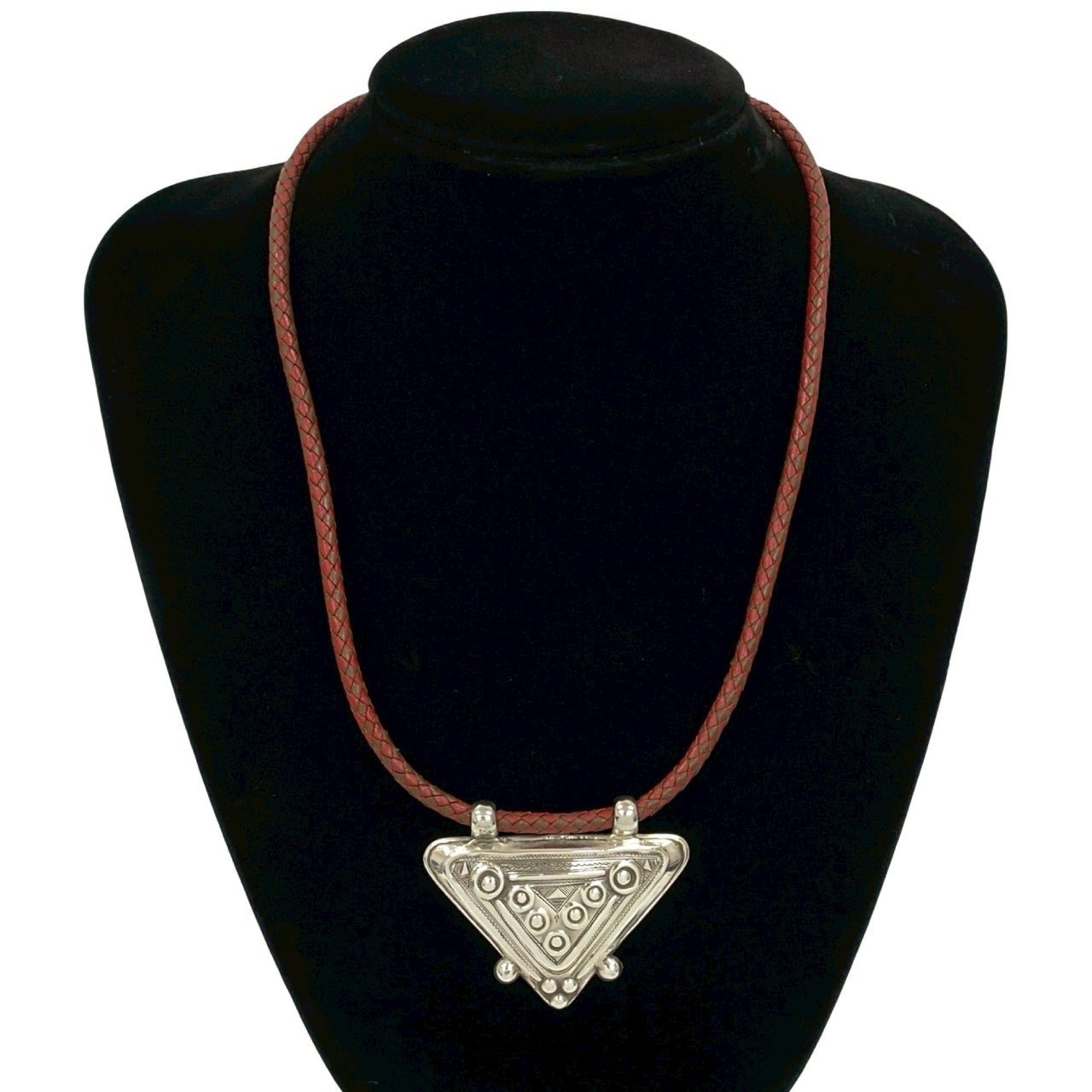 Pendant Necklace Leather and Sterling Silver