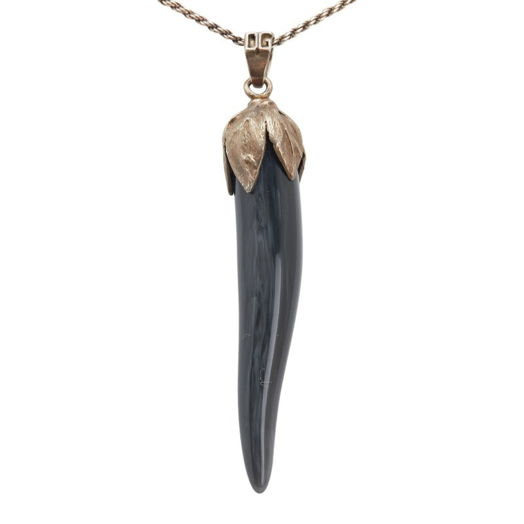 Corno Pendant Necklace Plastic and Sterling Silver