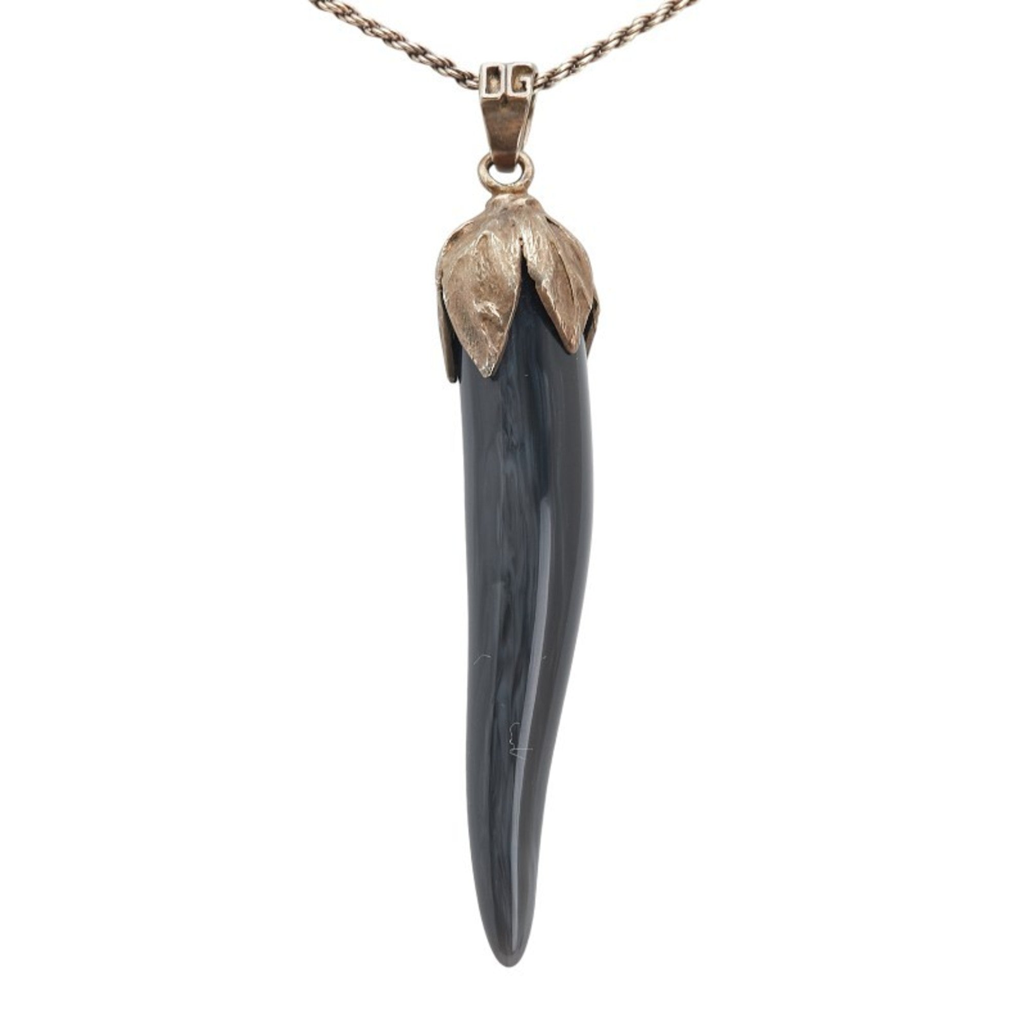 Corno Pendant Necklace Plastic and Sterling Silver