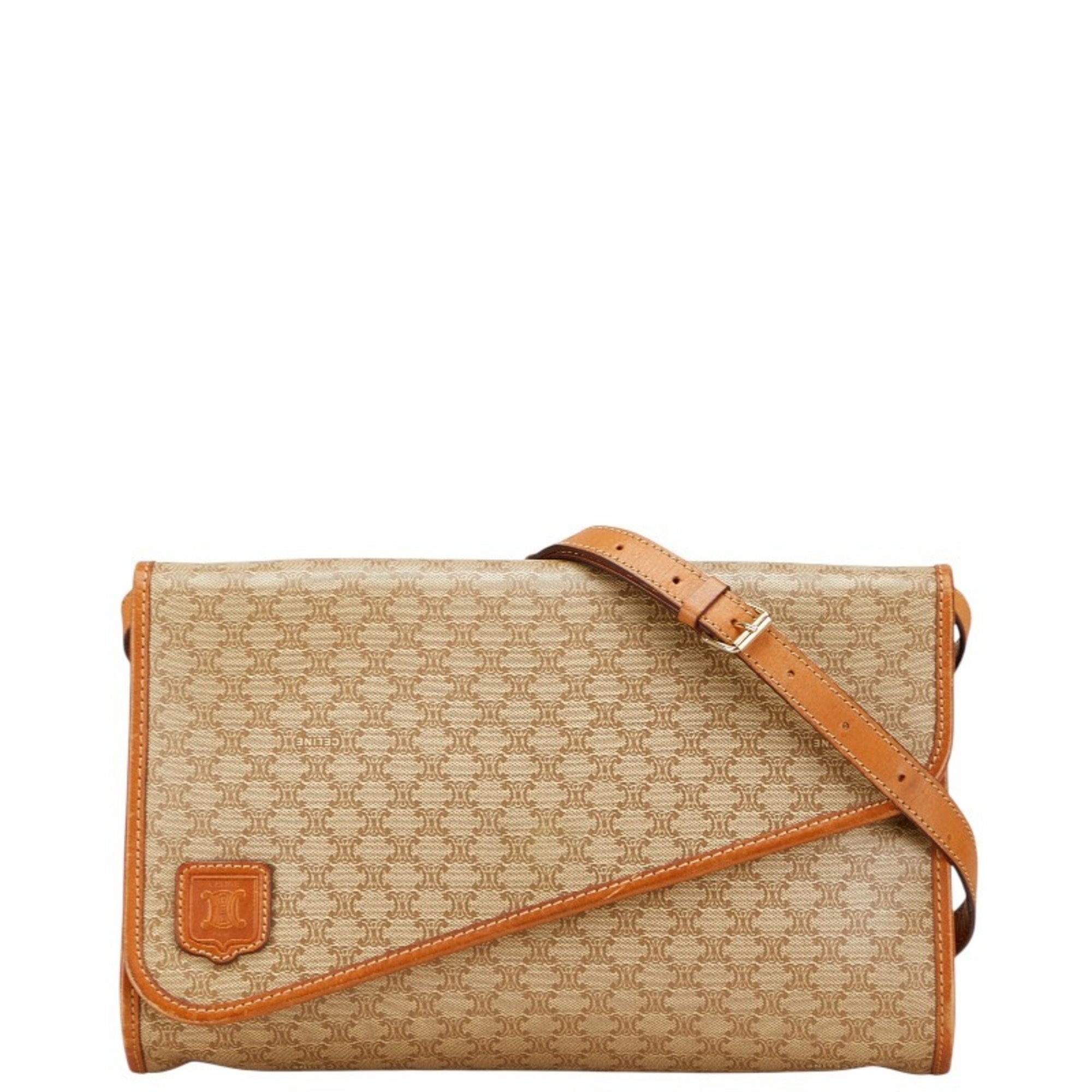Vintage Saddle Flap Shoulder Bag Macadam Coated Canvas Small