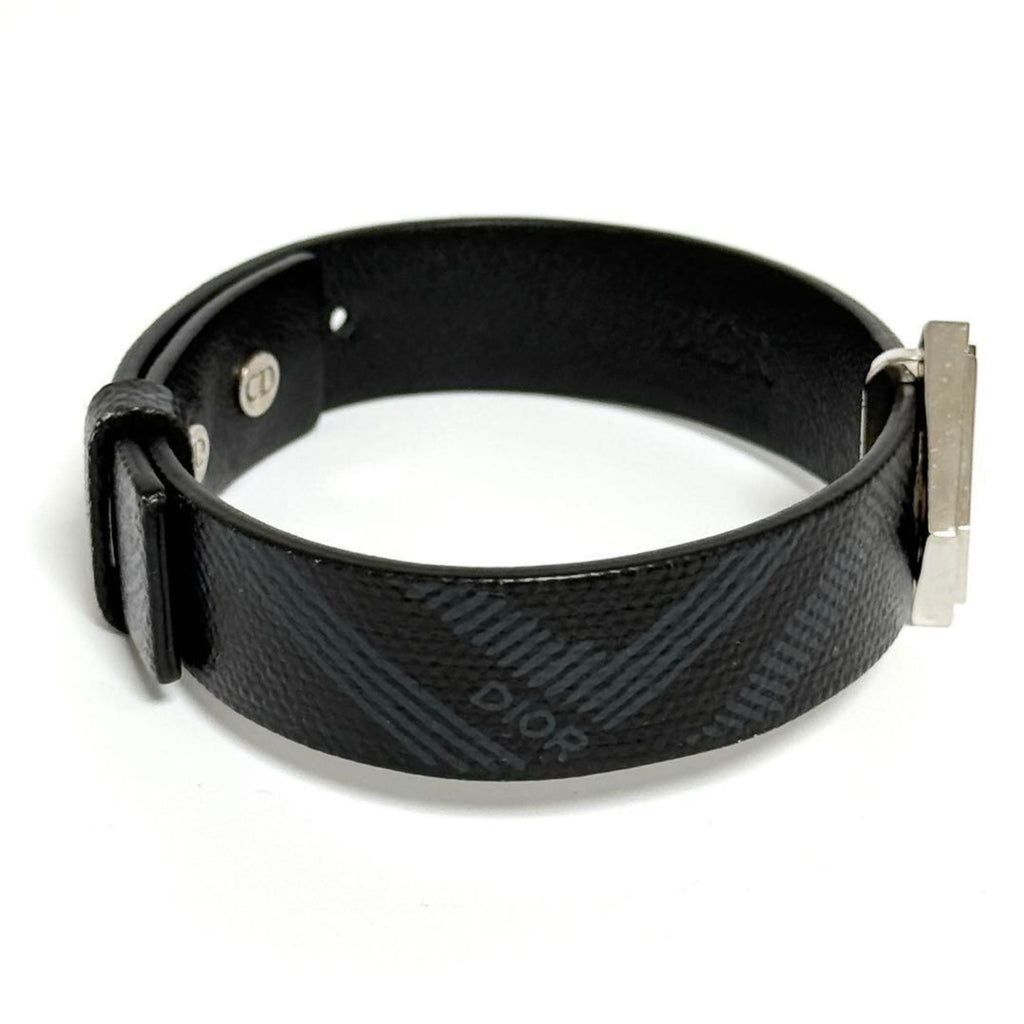Charm Bracelet Leather and Metal Black