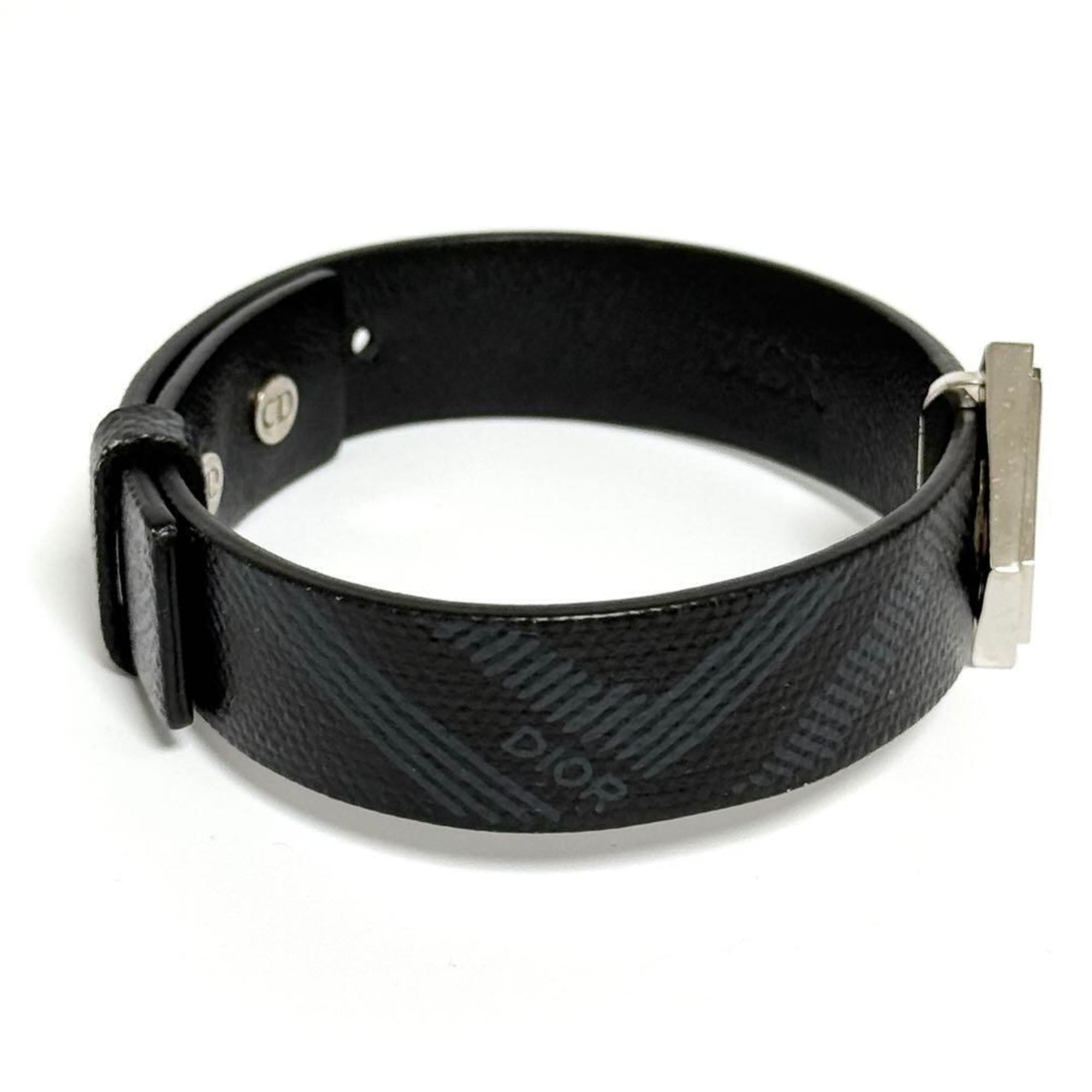 Charm Bracelet Leather and Metal Black