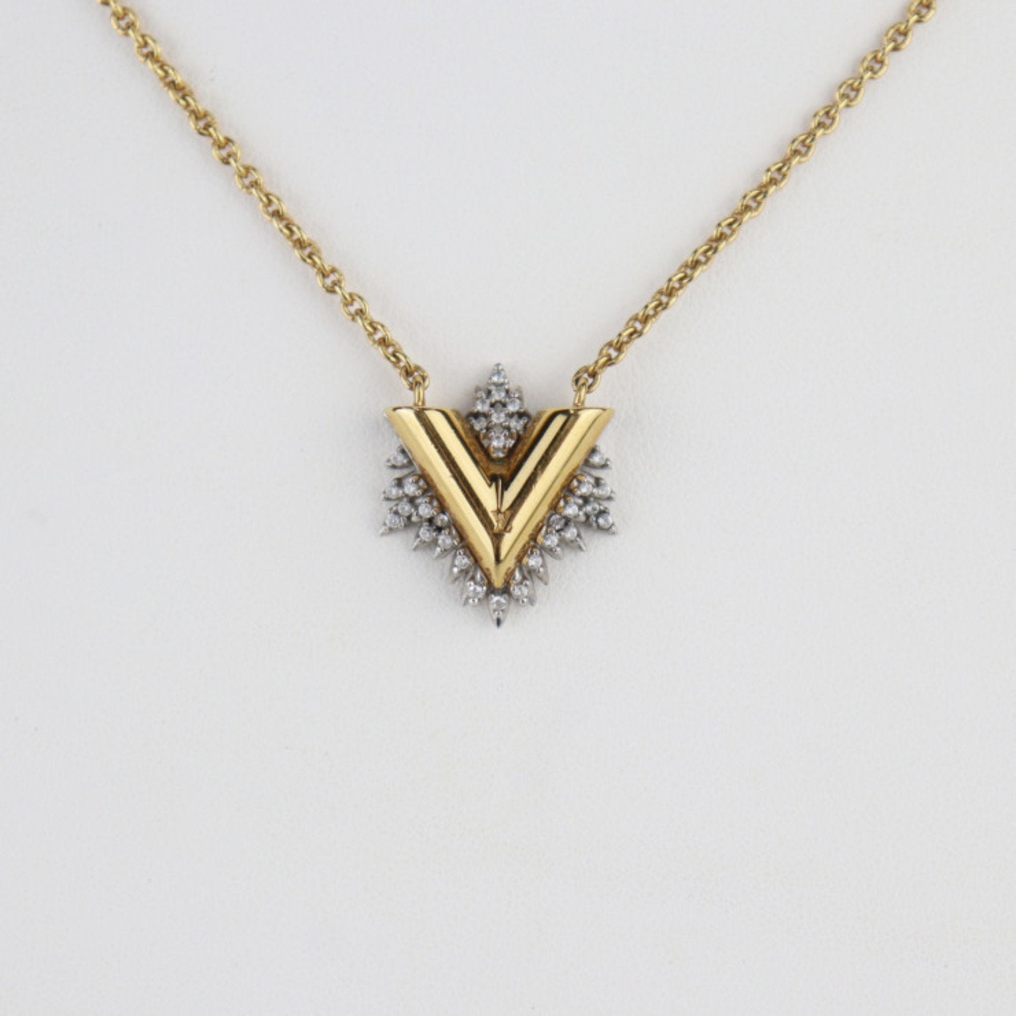 Pendant Necklace Metal and Rhinestone Gold and Silver