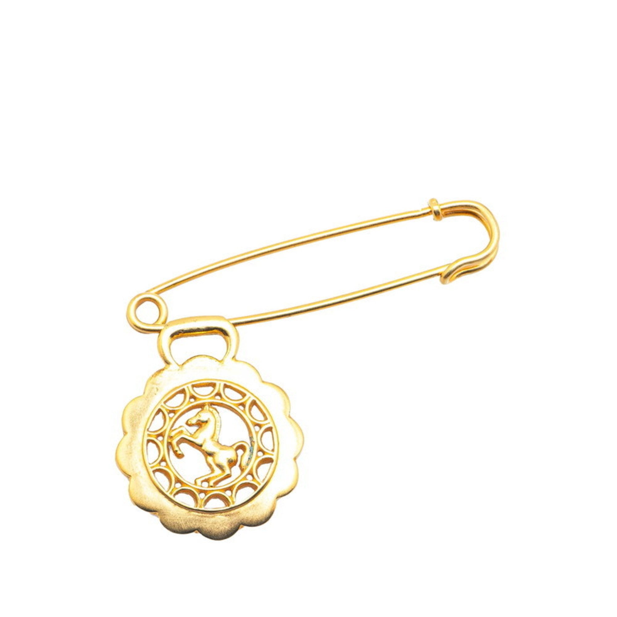Horse Motif Brooch Gold