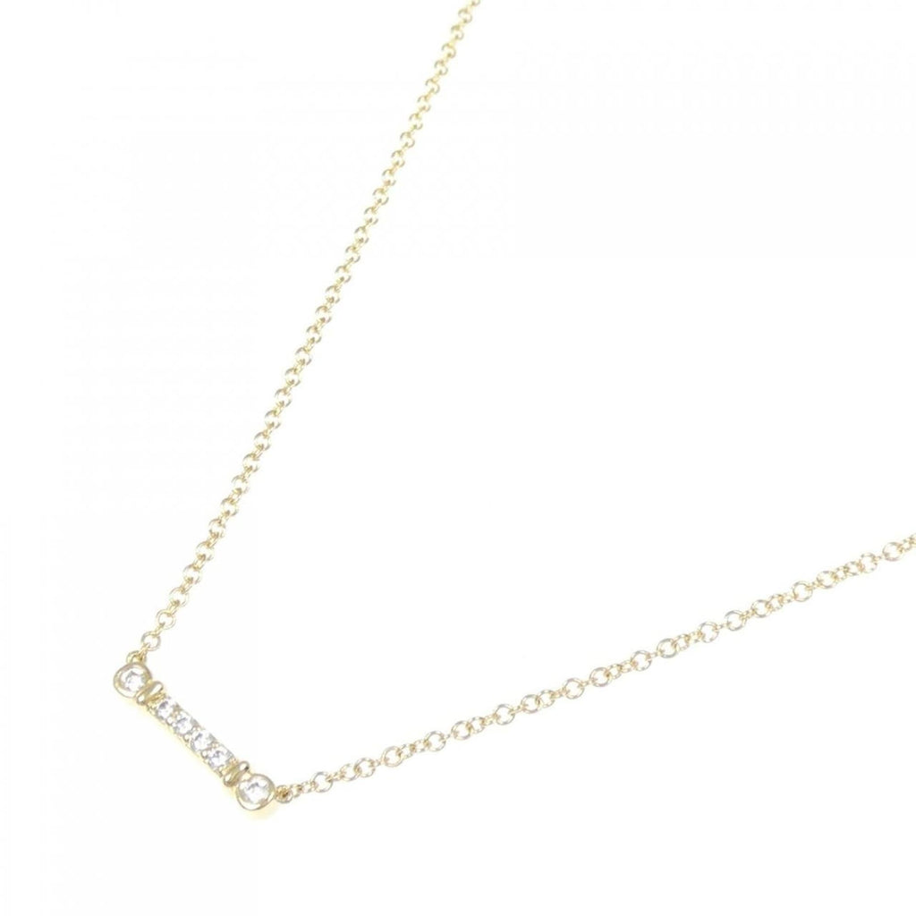 Fleur-de-lis Stem Pendant Necklace 18K Yellow Gold with Diamond