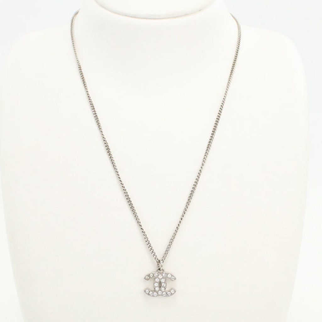 CC Logo Pendant Necklace Silver-Tone Metal
