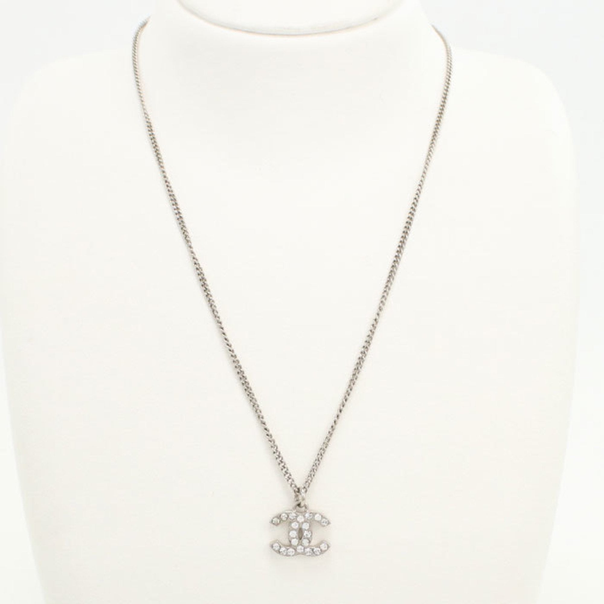 CC Logo Pendant Necklace Silver-Tone Metal