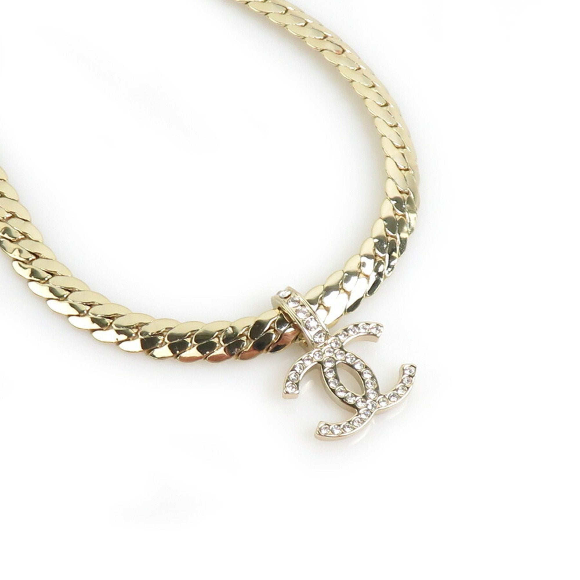 CC Logo Pendant Necklace Gold-Tone Metal