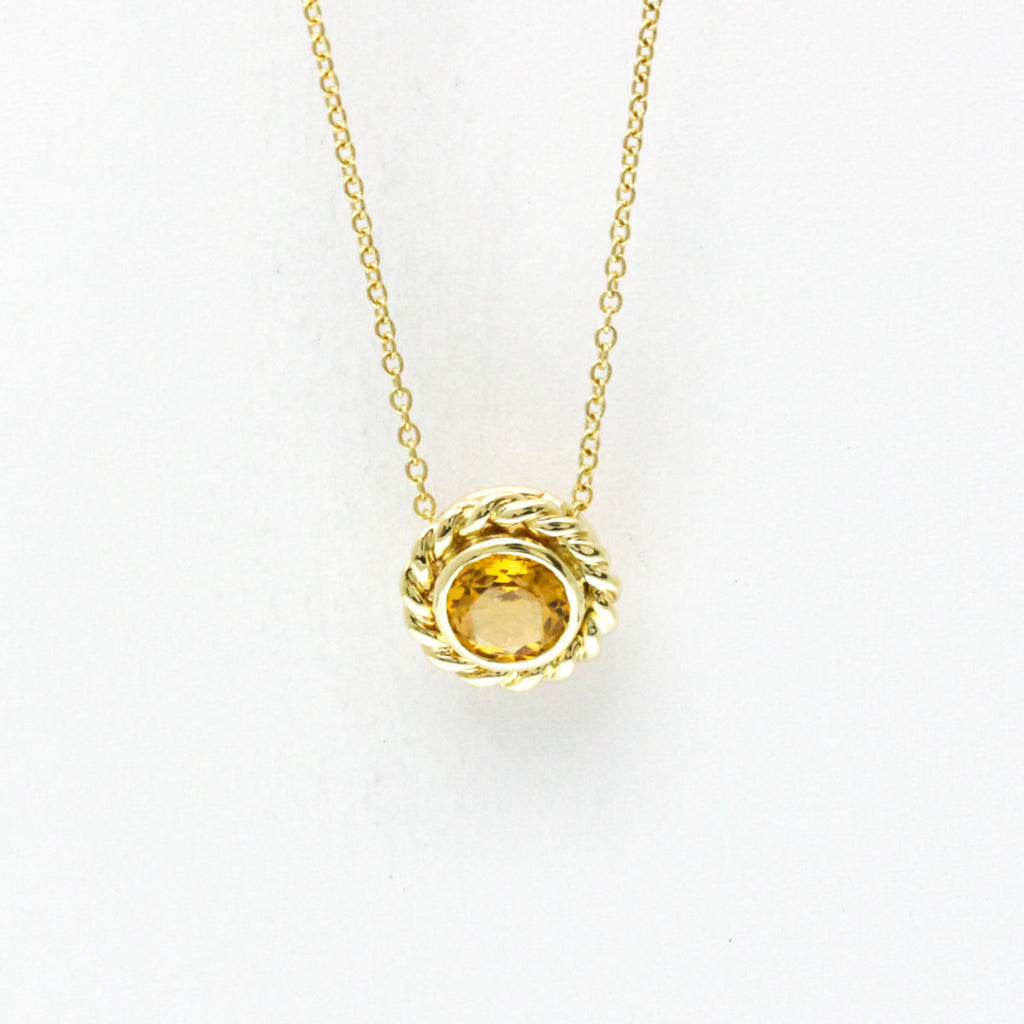 Pendant Necklace 18K Yellow Gold with Citrine