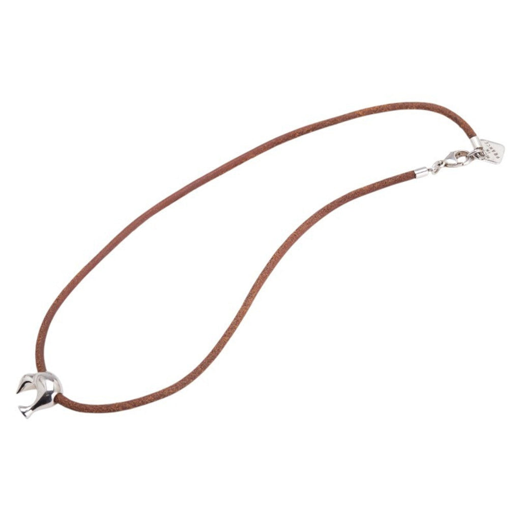 Pendant Necklace Leather and Sterling Silver