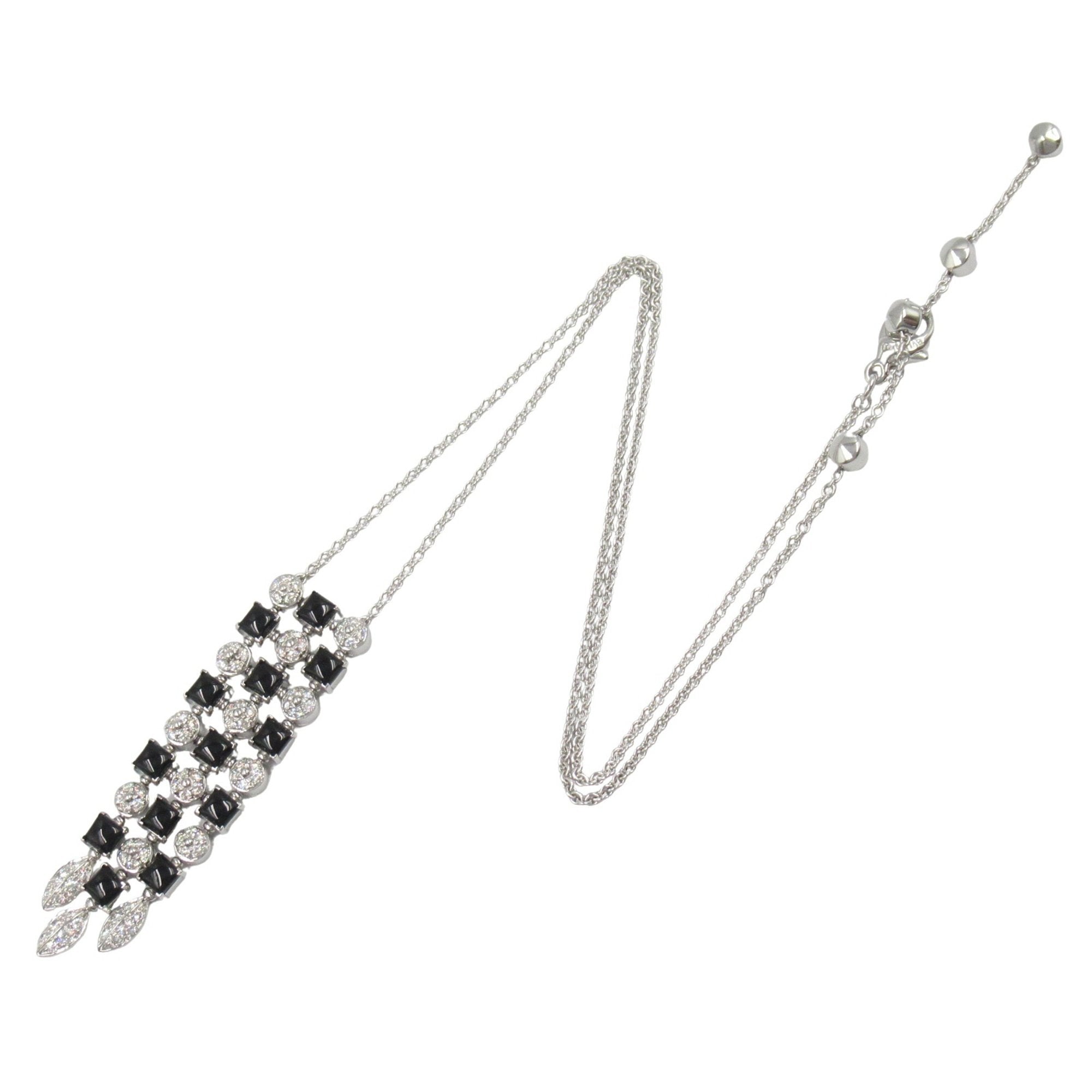 Lucia Pendant Necklace 18K White Gold with Diamond and Onyx