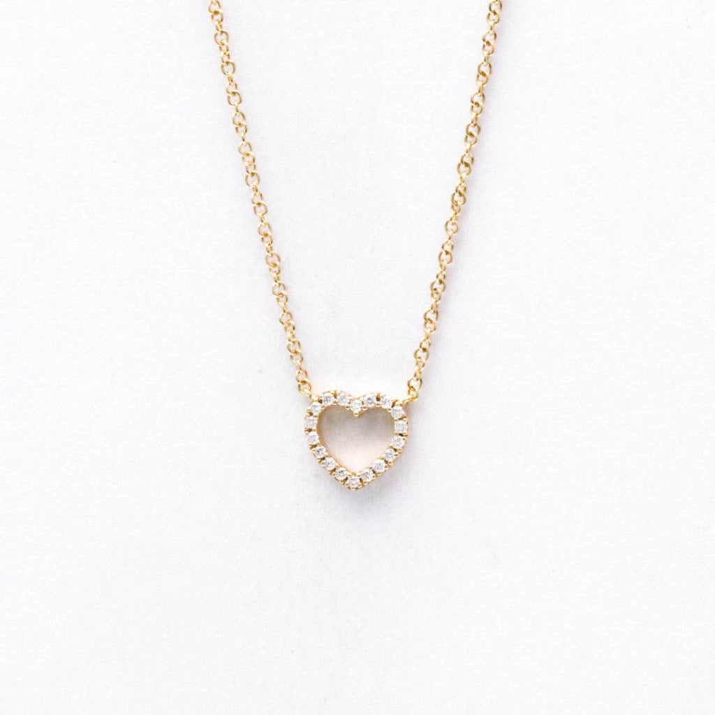 Sentimental Heart Pendant Necklace 18K Rose Gold with Diamond