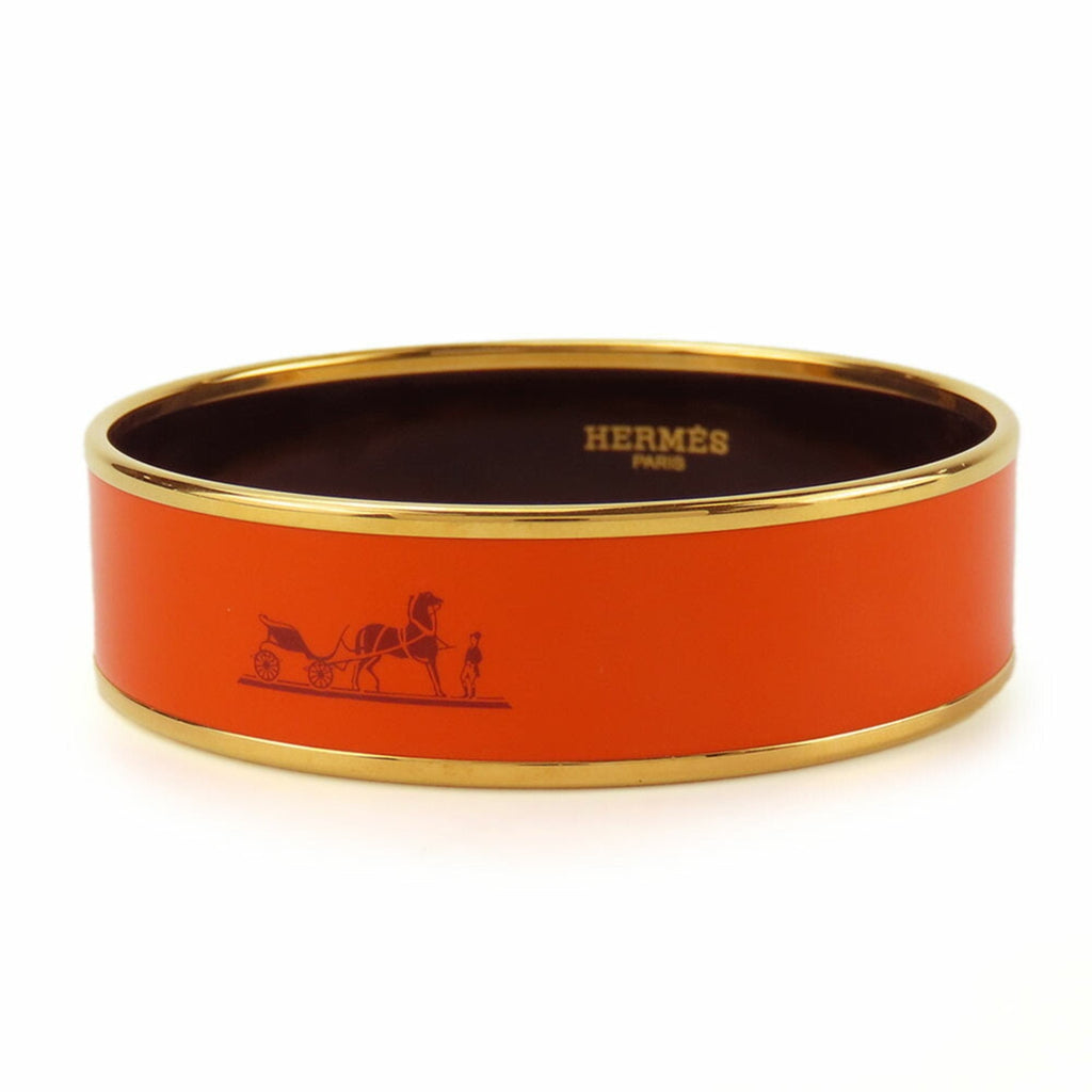 Bangle Bracelet Enamel and Metal Orange
