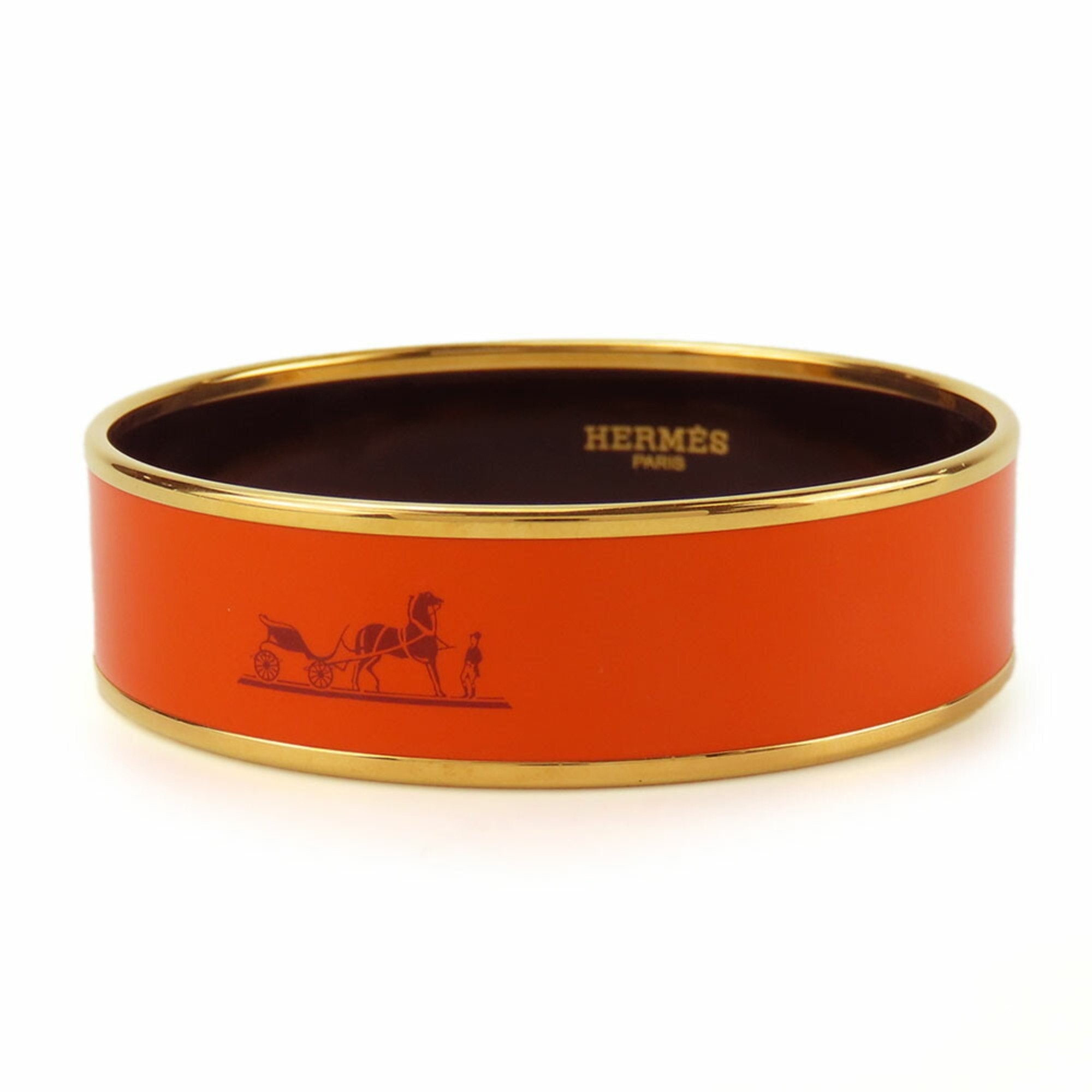 Bangle Bracelet Enamel and Metal Orange