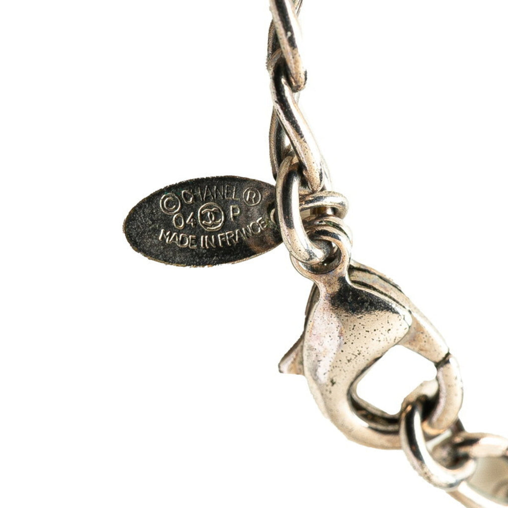 CC Logo Pendant Necklace Silver-Tone Metal