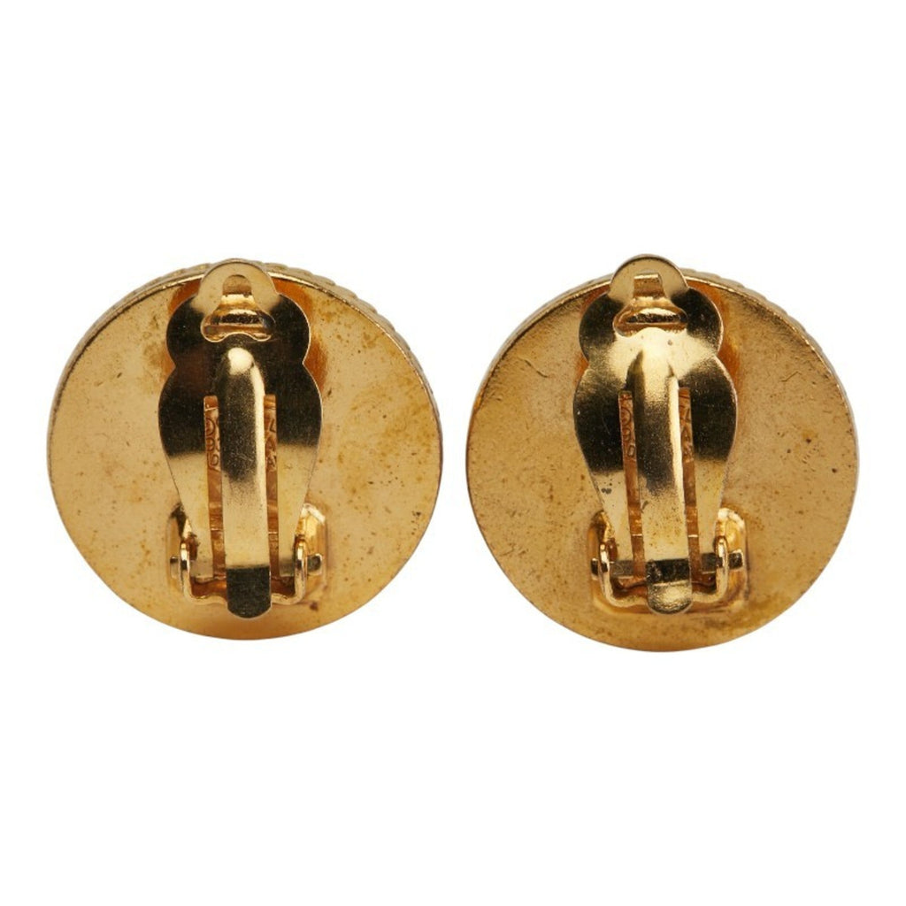 CC Logo Round Clip-On Earrings Gold-Tone Metal Gold-Tone Metal