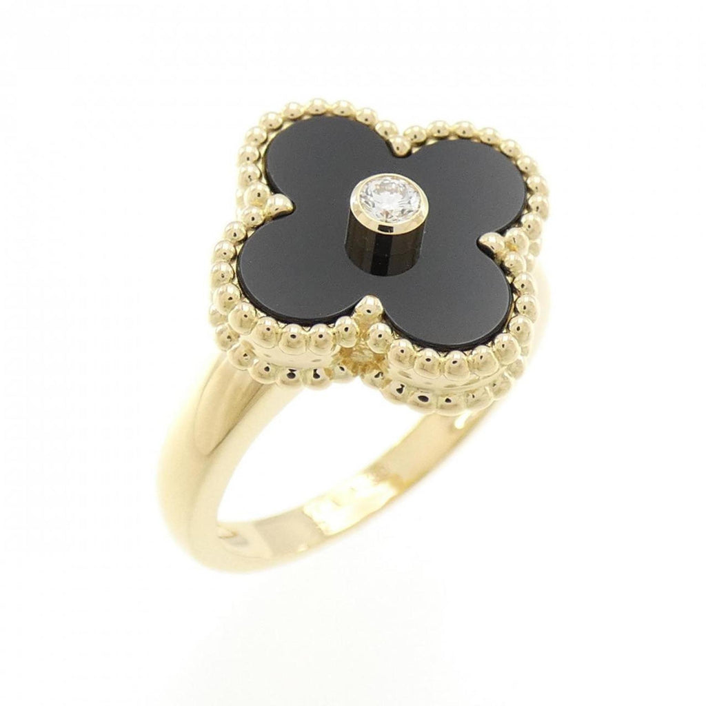 Vintage Alhambra Ring 18K Yellow Gold and Onyx