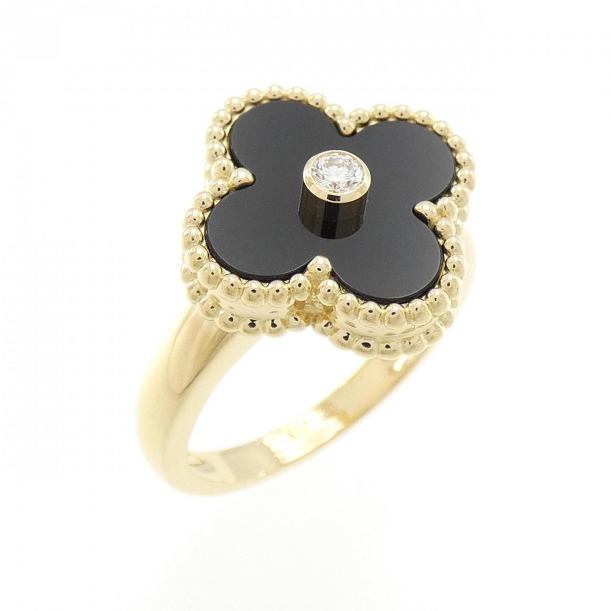 Vintage Alhambra Ring 18K Yellow Gold and Onyx