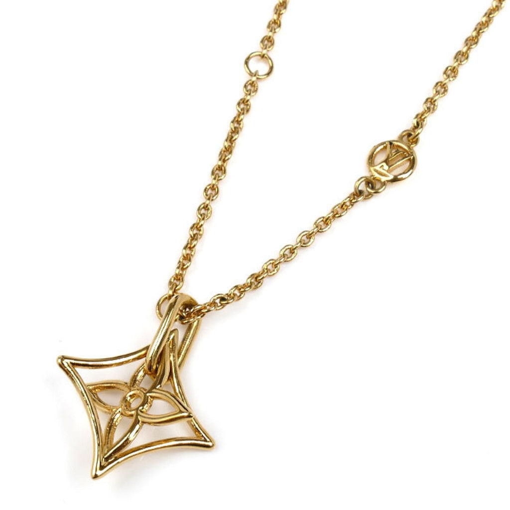 Monogram Twiggy Pointed Flower Pendant Necklace Metal Gold