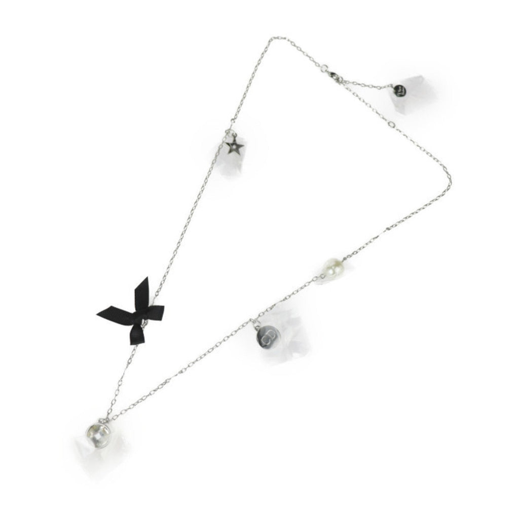 Pendant Necklace Metal Black and Silver