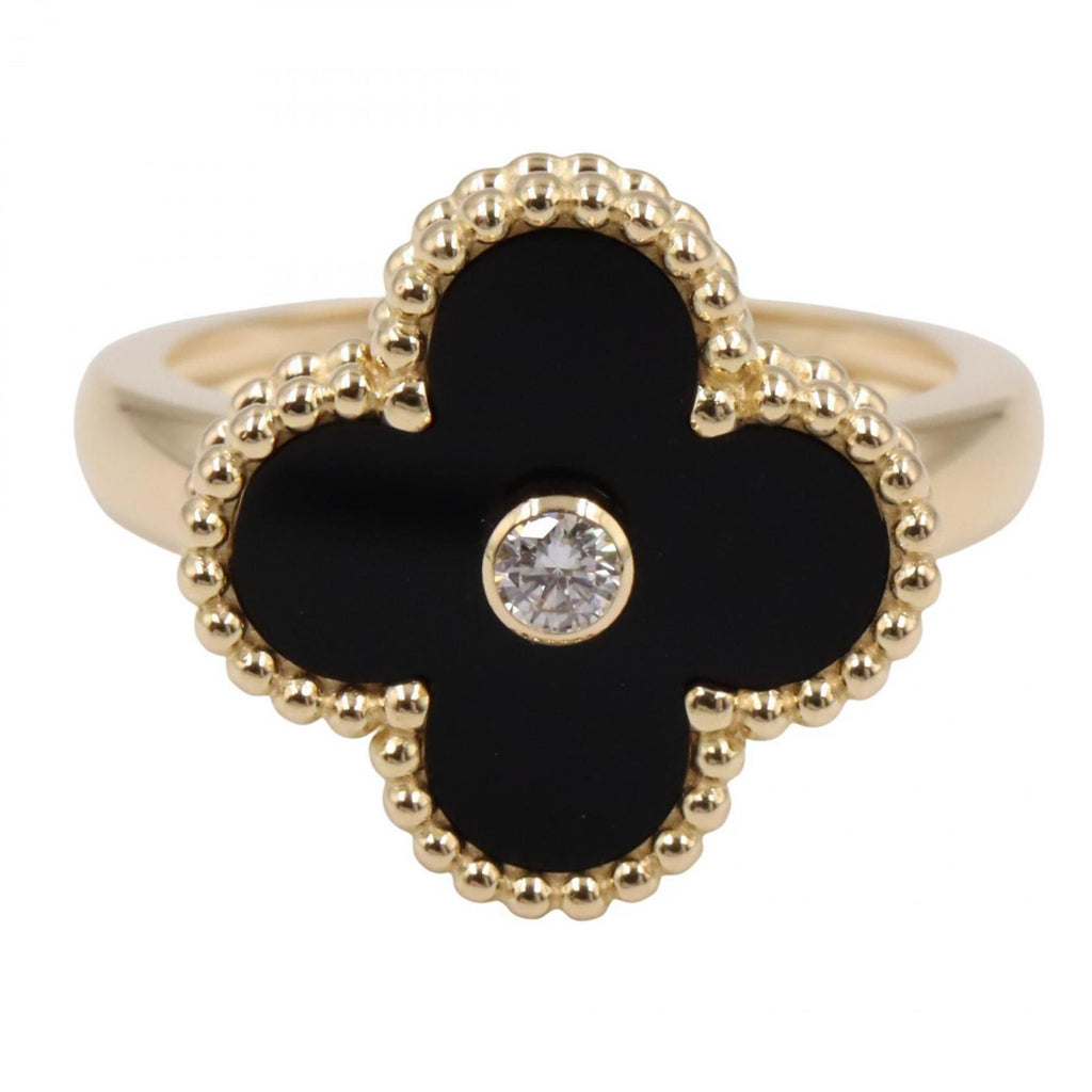 Vintage Alhambra Ring 18K Yellow Gold and Onyx