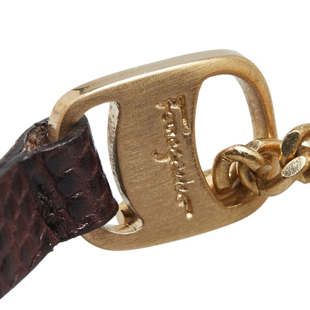 Bracelet Gold Plated Leather Brown