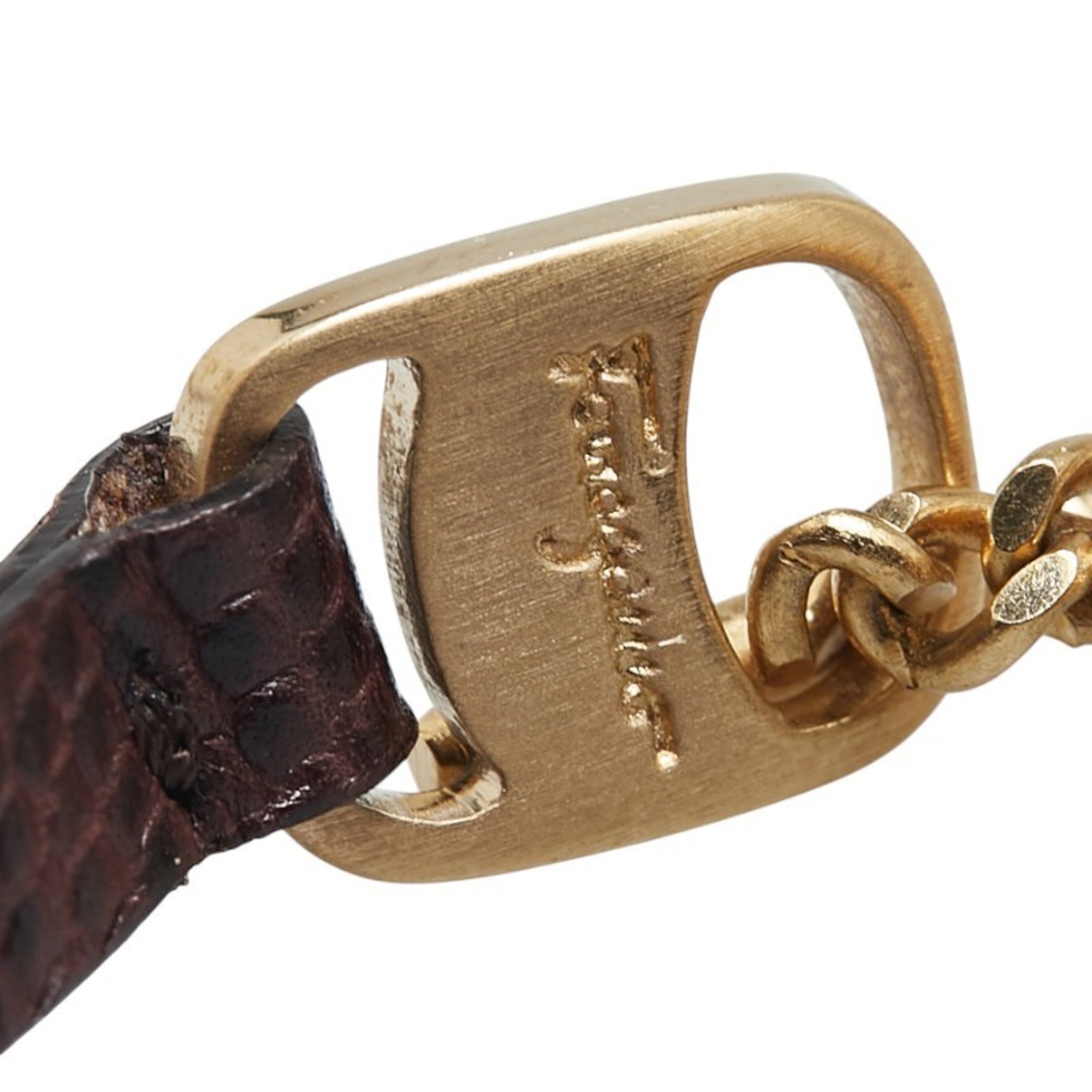 Bracelet Gold Plated Leather Brown