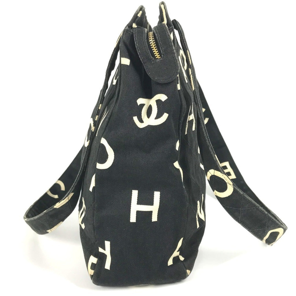 Vintage Coco Logo Zip Tote Quilted Printed Canvas Medium