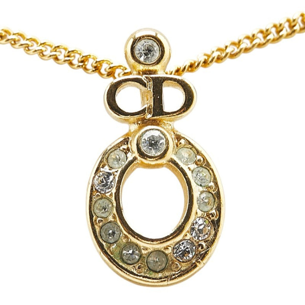Pendant Necklace Gold Plated with Rhinestone