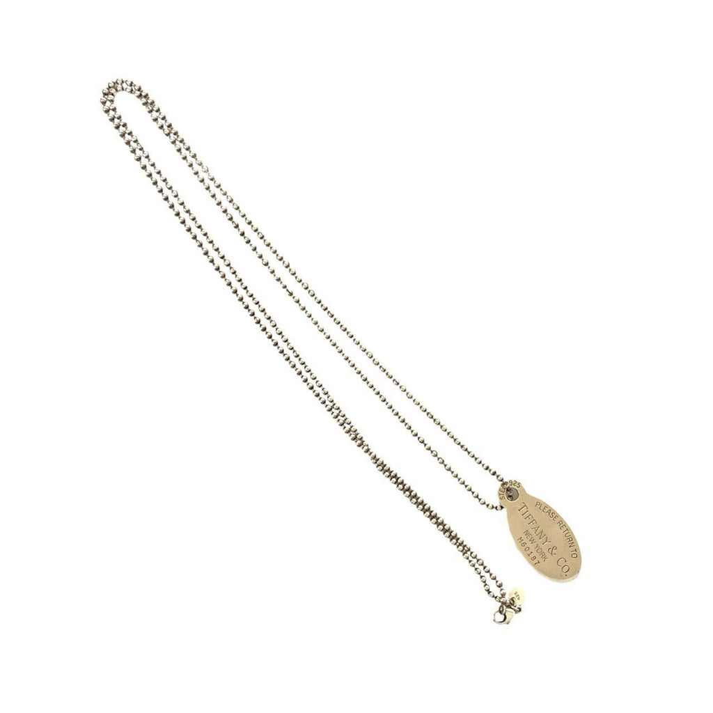 Oval Tag Pendant Necklace Sterling Silver