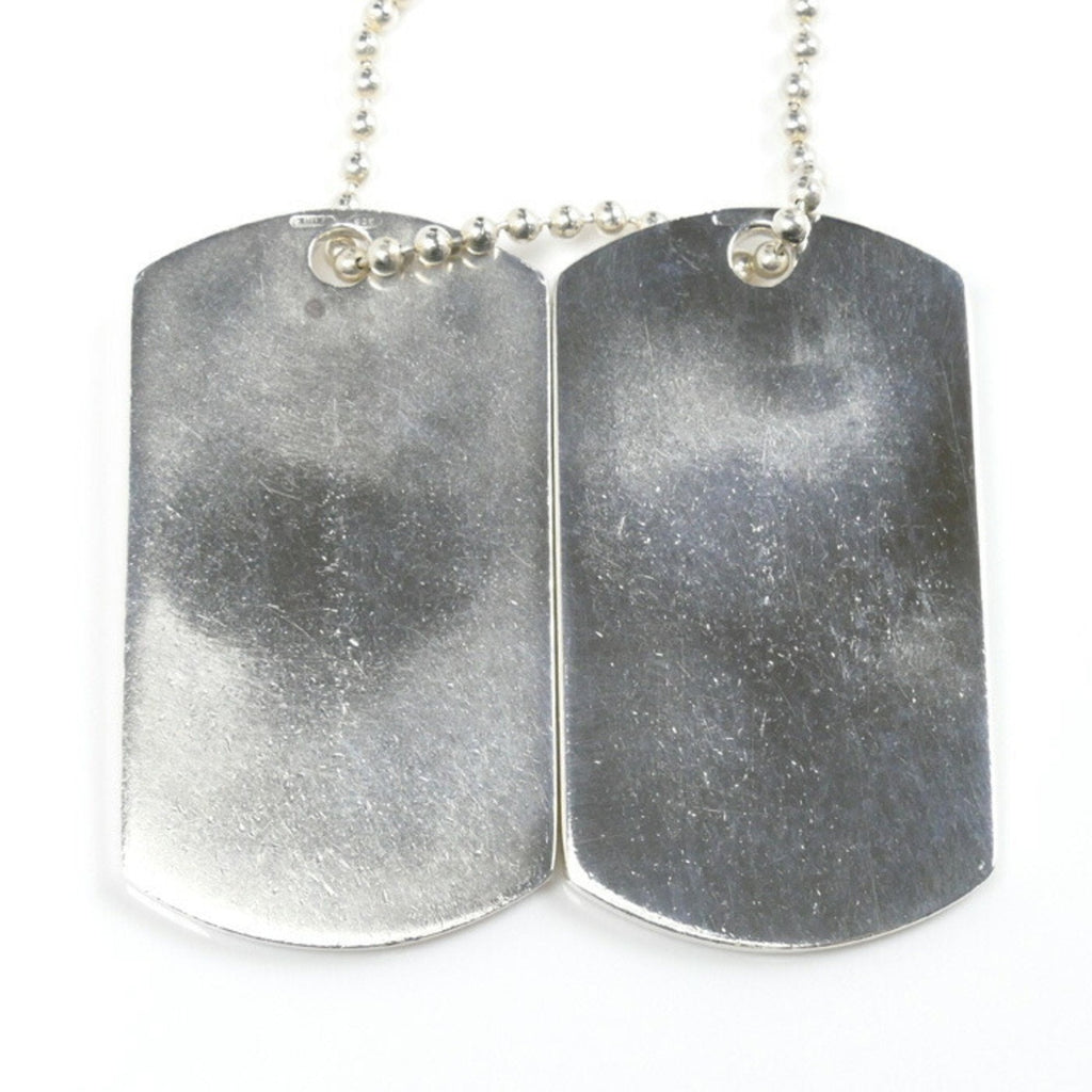 Double Dog Tag Pendant Necklace Sterling Silver