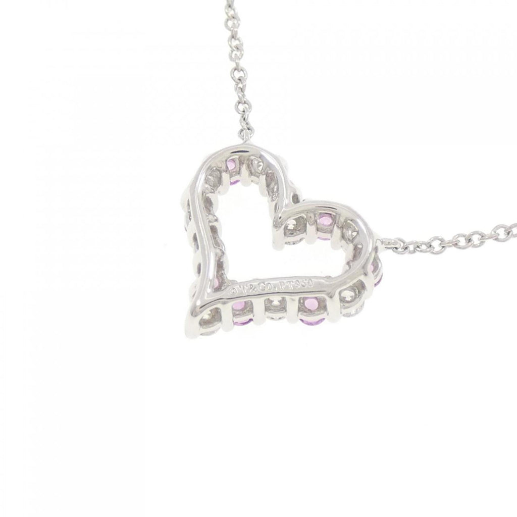 Sentimental Heart Pendant Necklace Platinum Mini with Diamond and Sapphire