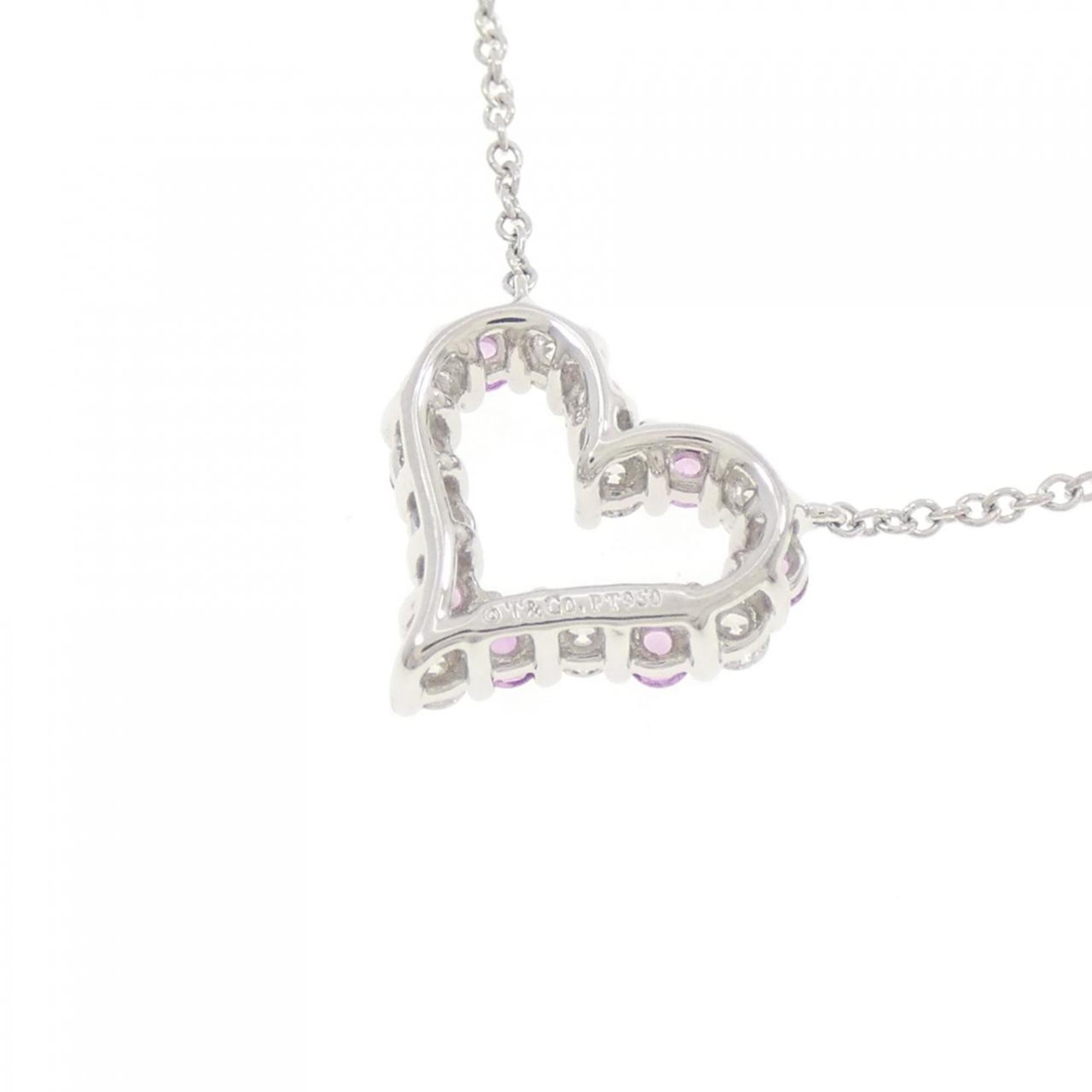 Sentimental Heart Pendant Necklace Platinum Mini with Diamond and Sapphire