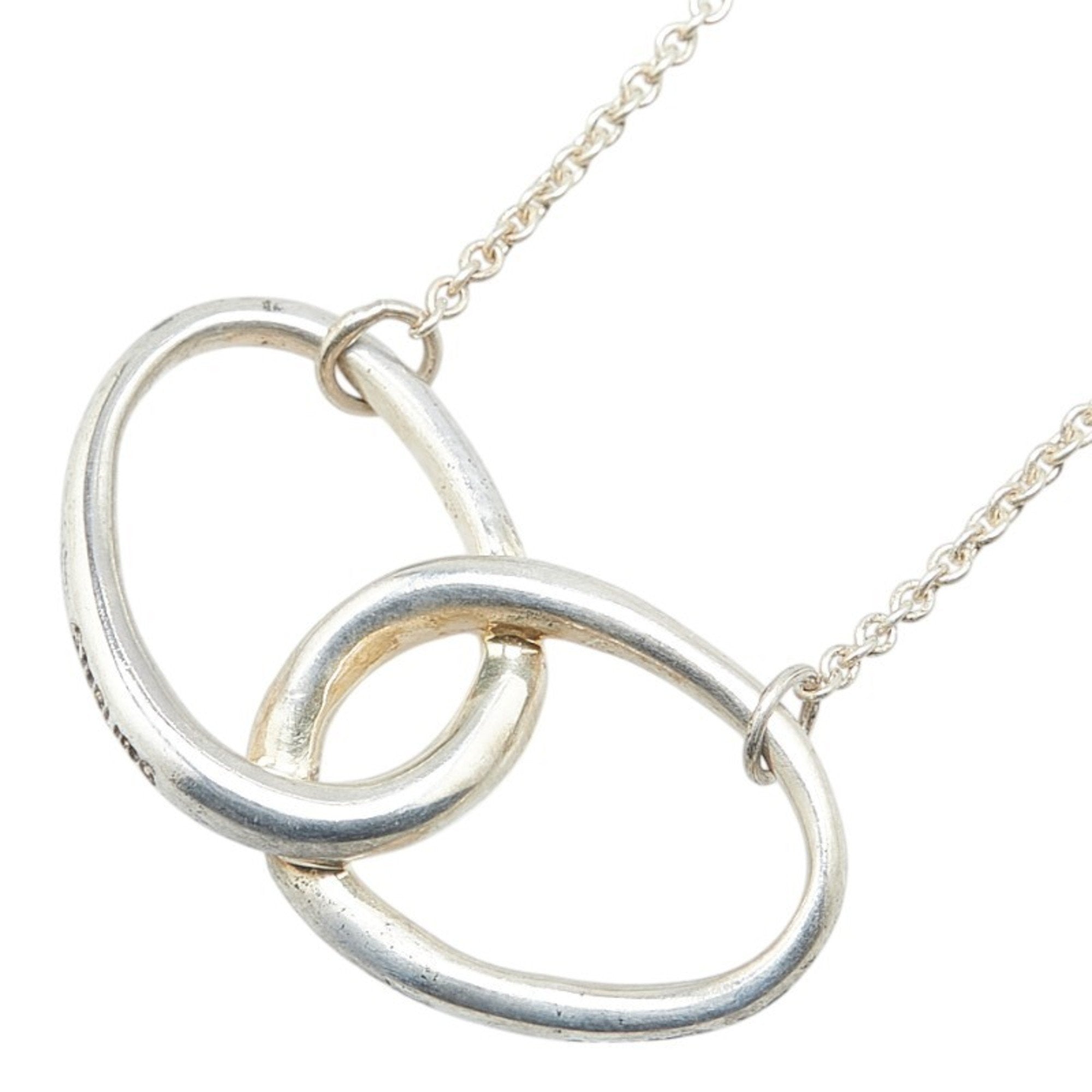 Double Loop Pendant Necklace Sterling Silver