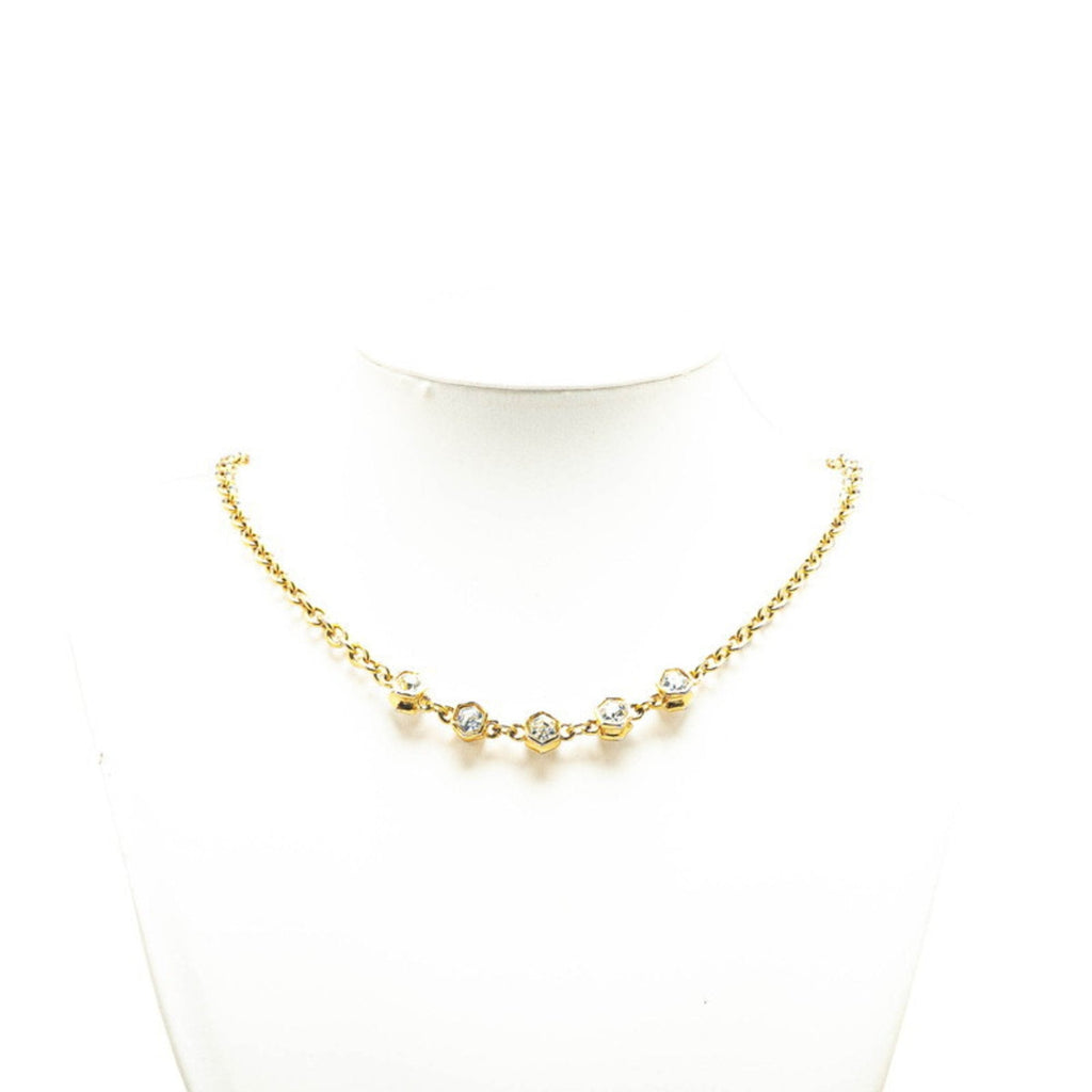 Pendant Necklace Gold with Rhinestone