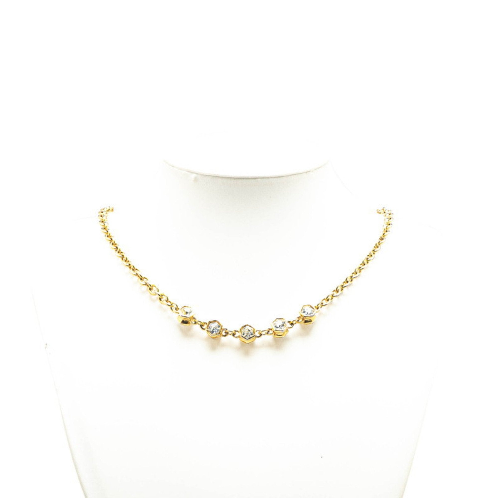 Pendant Necklace Gold with Rhinestone