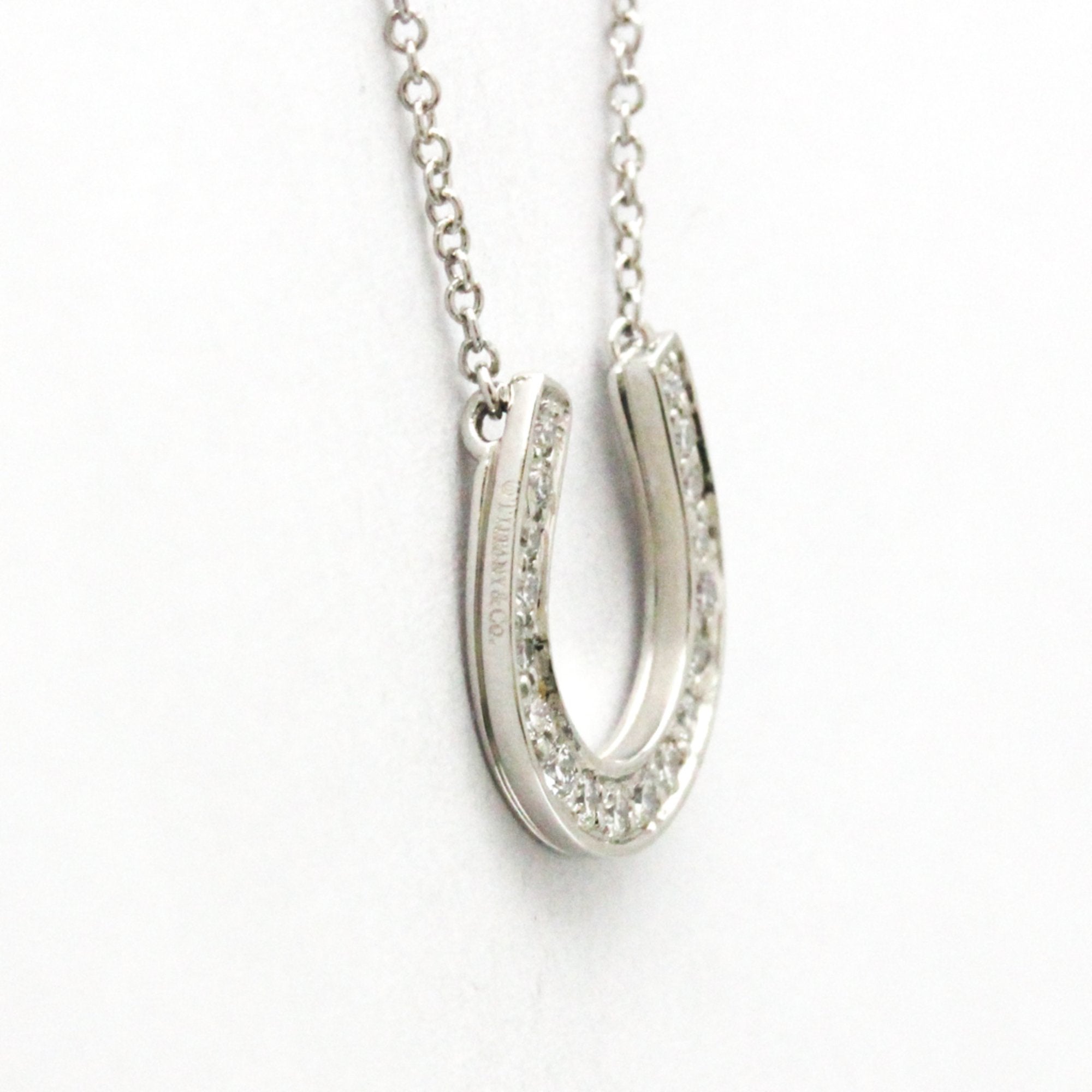 Horseshoe Pendant Necklace Platinum with Diamond