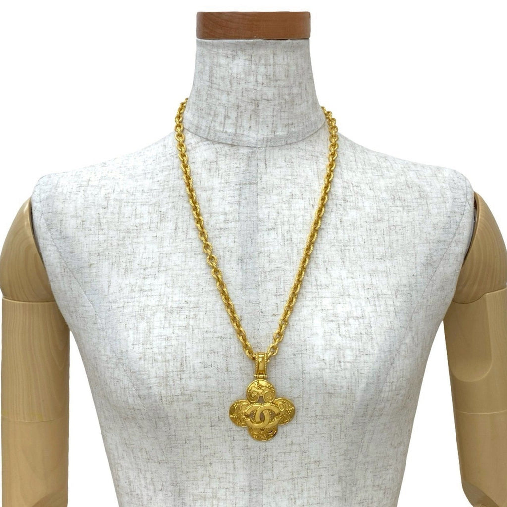 CC Logo Cross Pendant Necklace Metal
