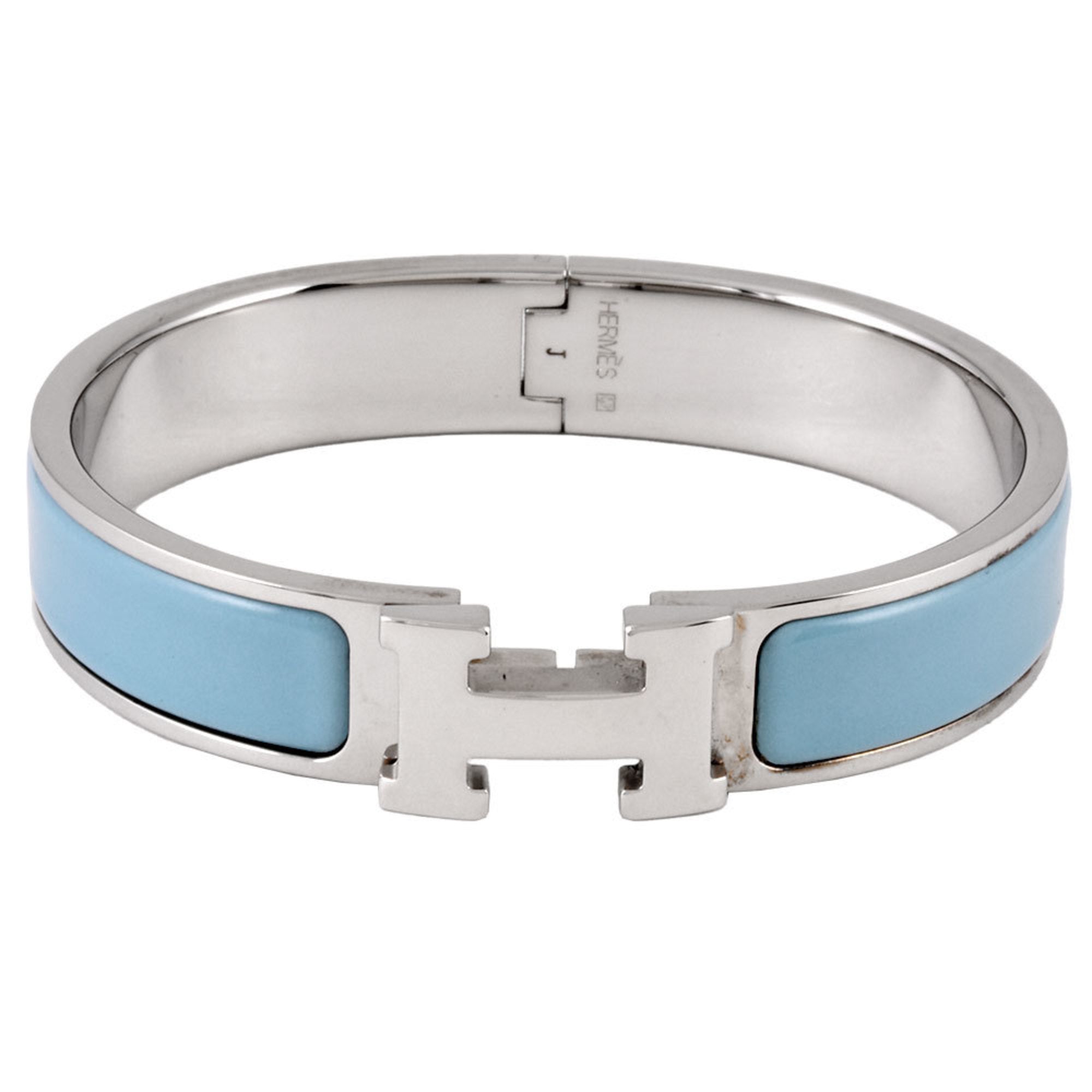 Clic Bangle Enamel and Metal Light Blue and Silver Mini Bracelet