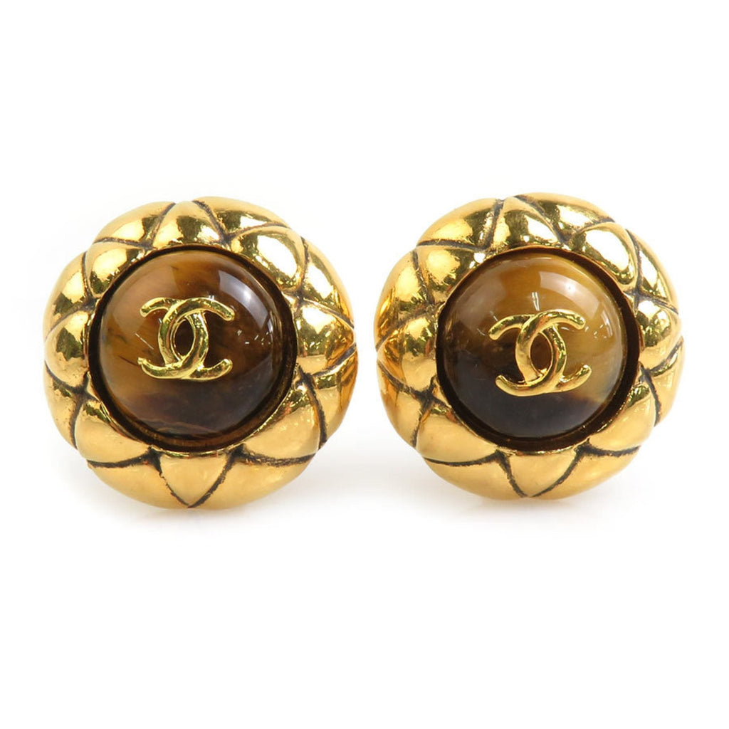 CC Logo Clip-On Earrings Gold-Tone Metal Gold-Tone Metal