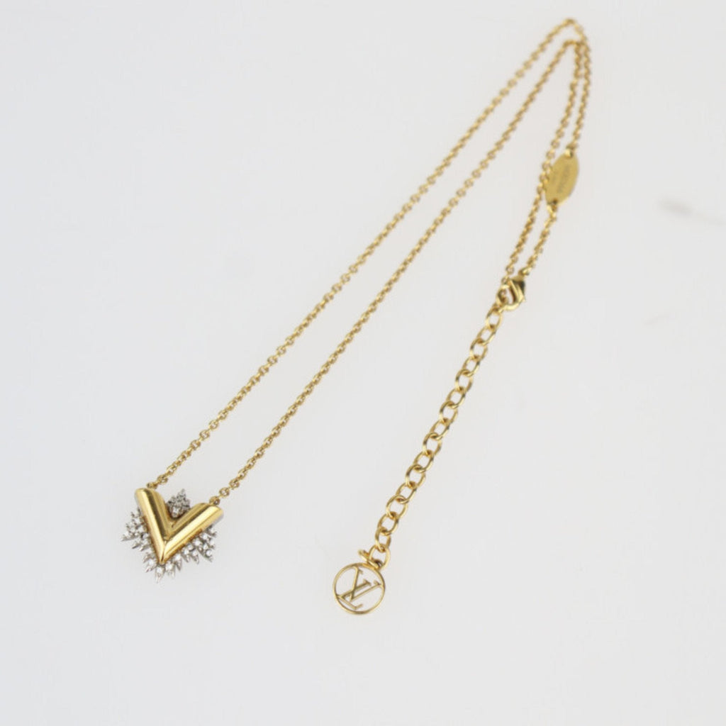 Pendant Necklace Metal and Rhinestone Gold and Silver