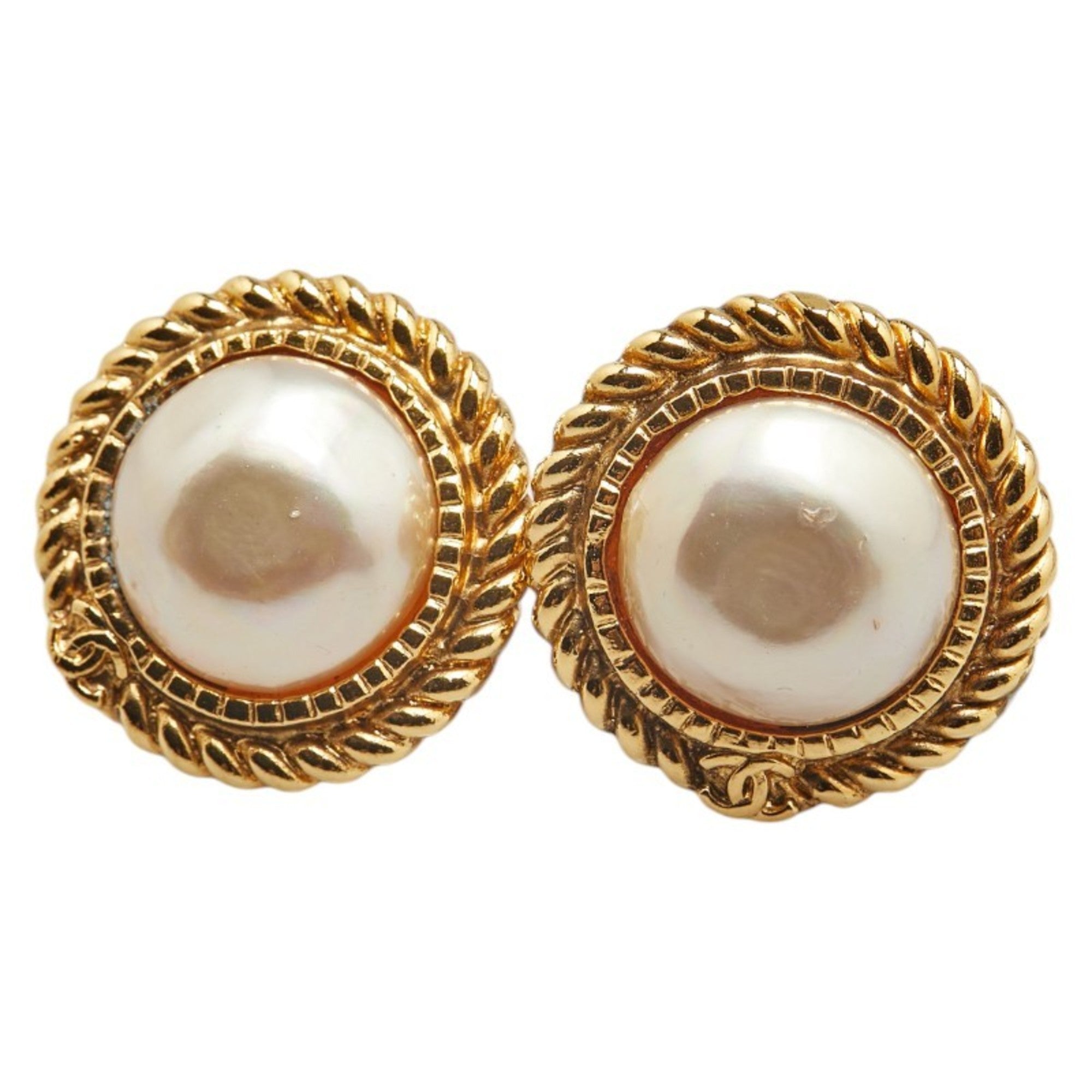 CC Logo Clip-On Earrings Metal Gold-Tone Metal
