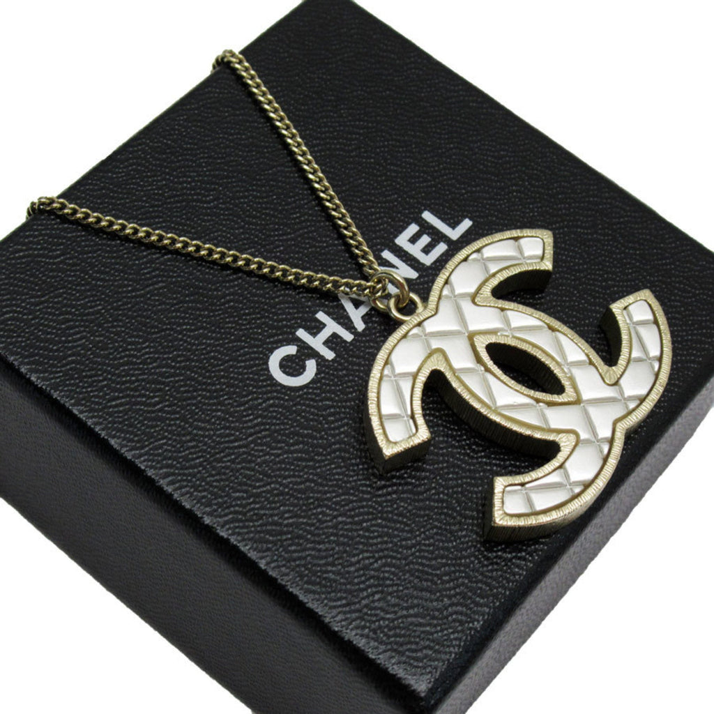 CC Logo Pendant Necklace Gold-Tone Metal