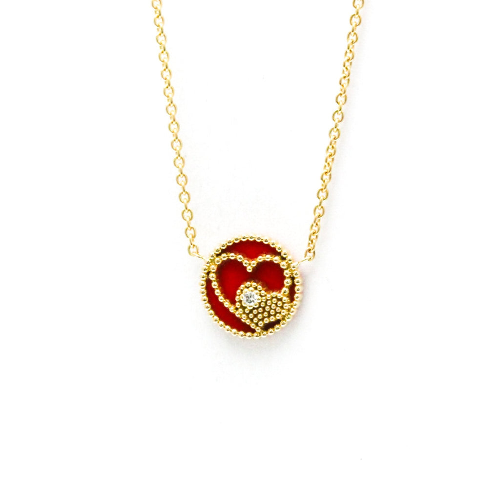 Pendant Necklace 18K Yellow Gold with Carnelian