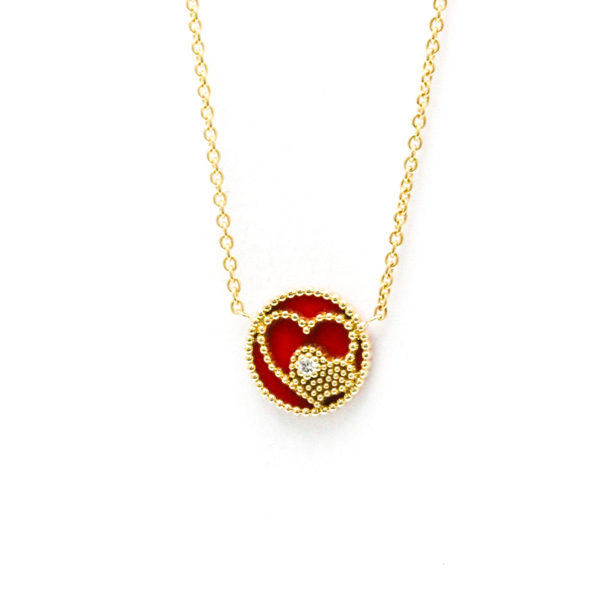 Pendant Necklace 18K Yellow Gold with Carnelian