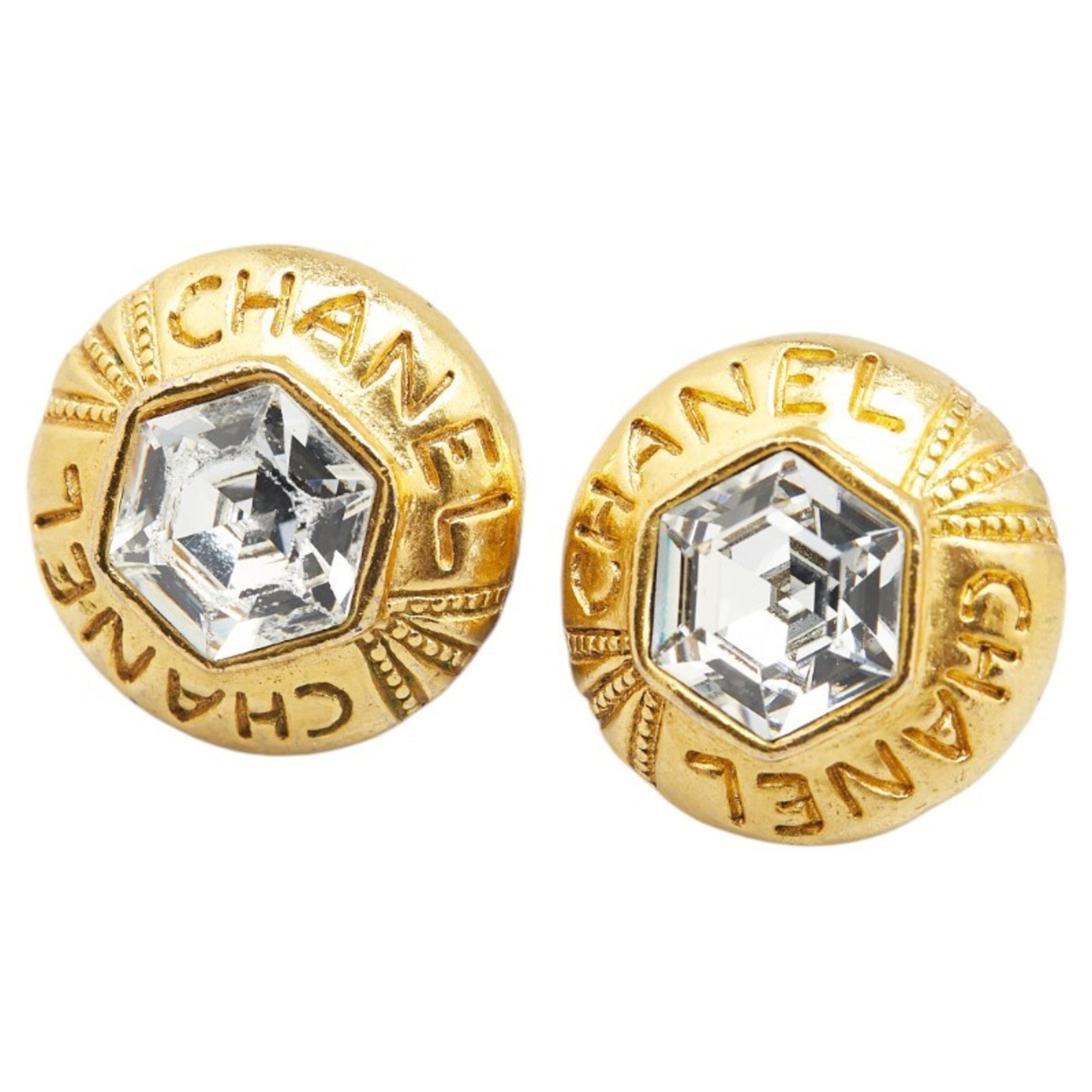CC Logo Clip-On Earrings Metal Gold-Tone Metal