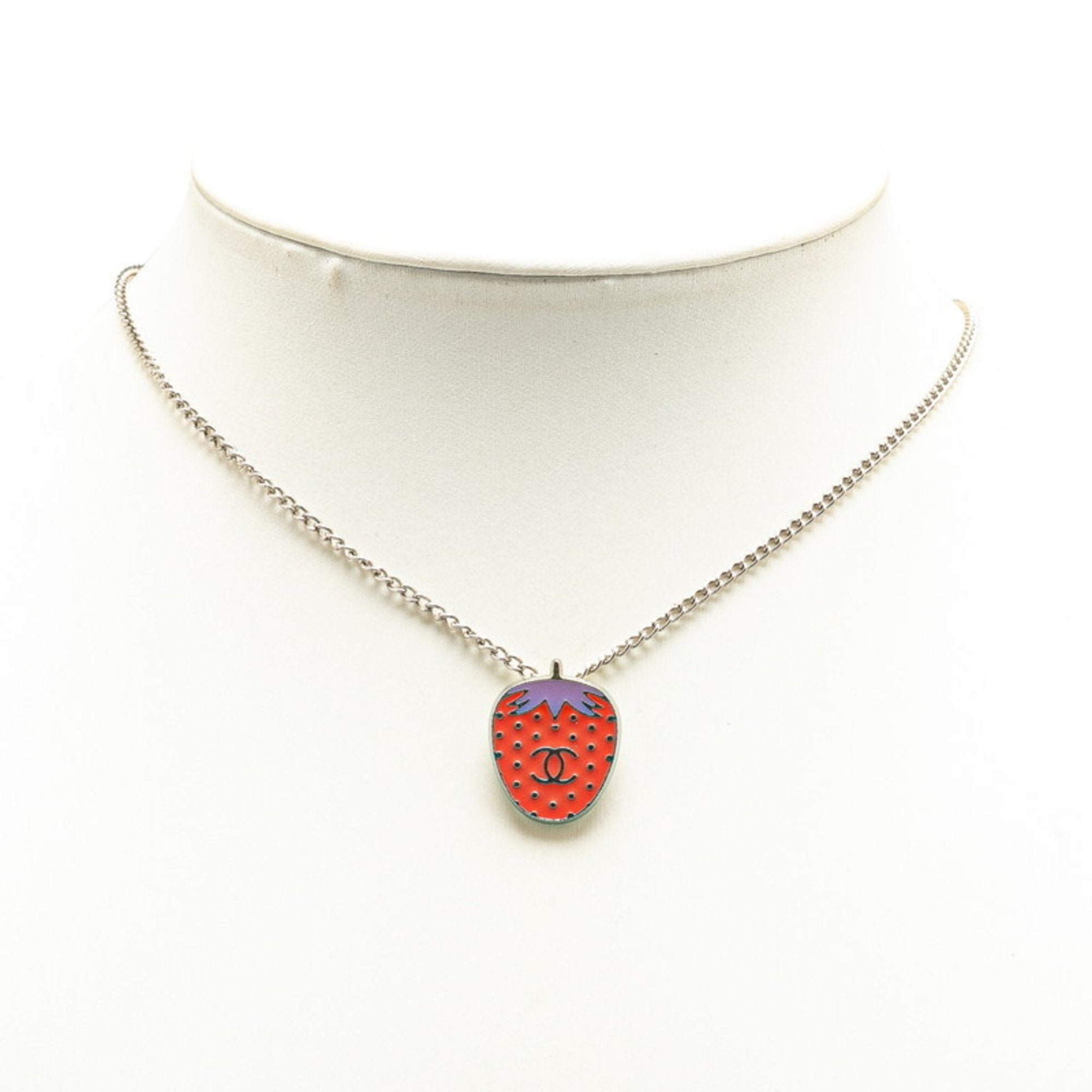 CC Logo Pendant Necklace Silver-Tone Metal