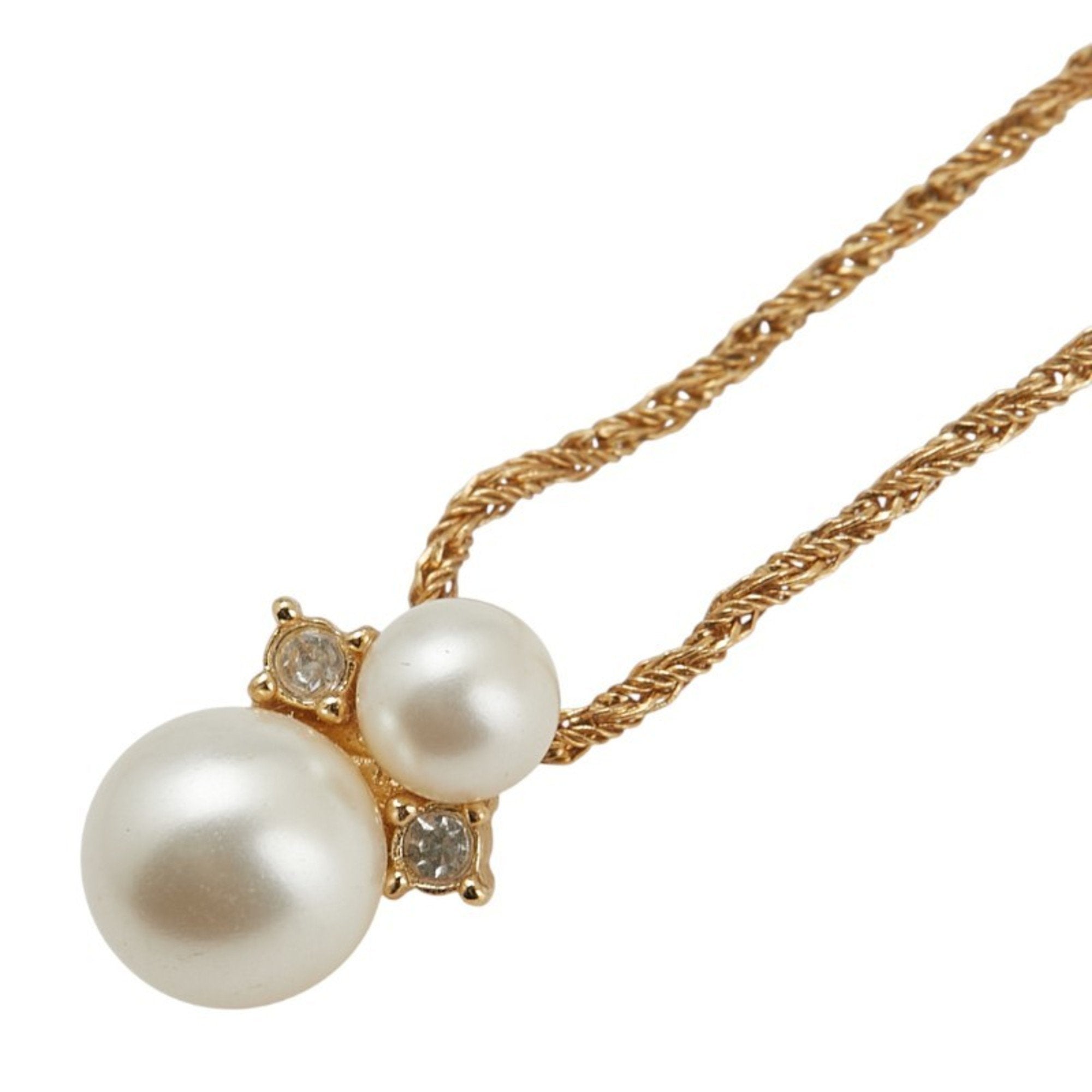 Pendant Necklace Gold and Rhinestone