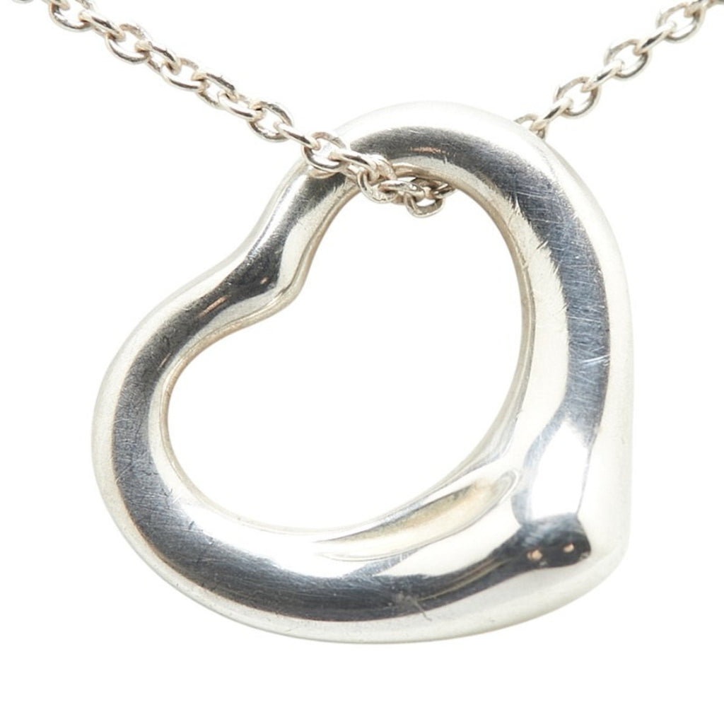 Open Heart Pendant Necklace Sterling Silver 14.5mm
